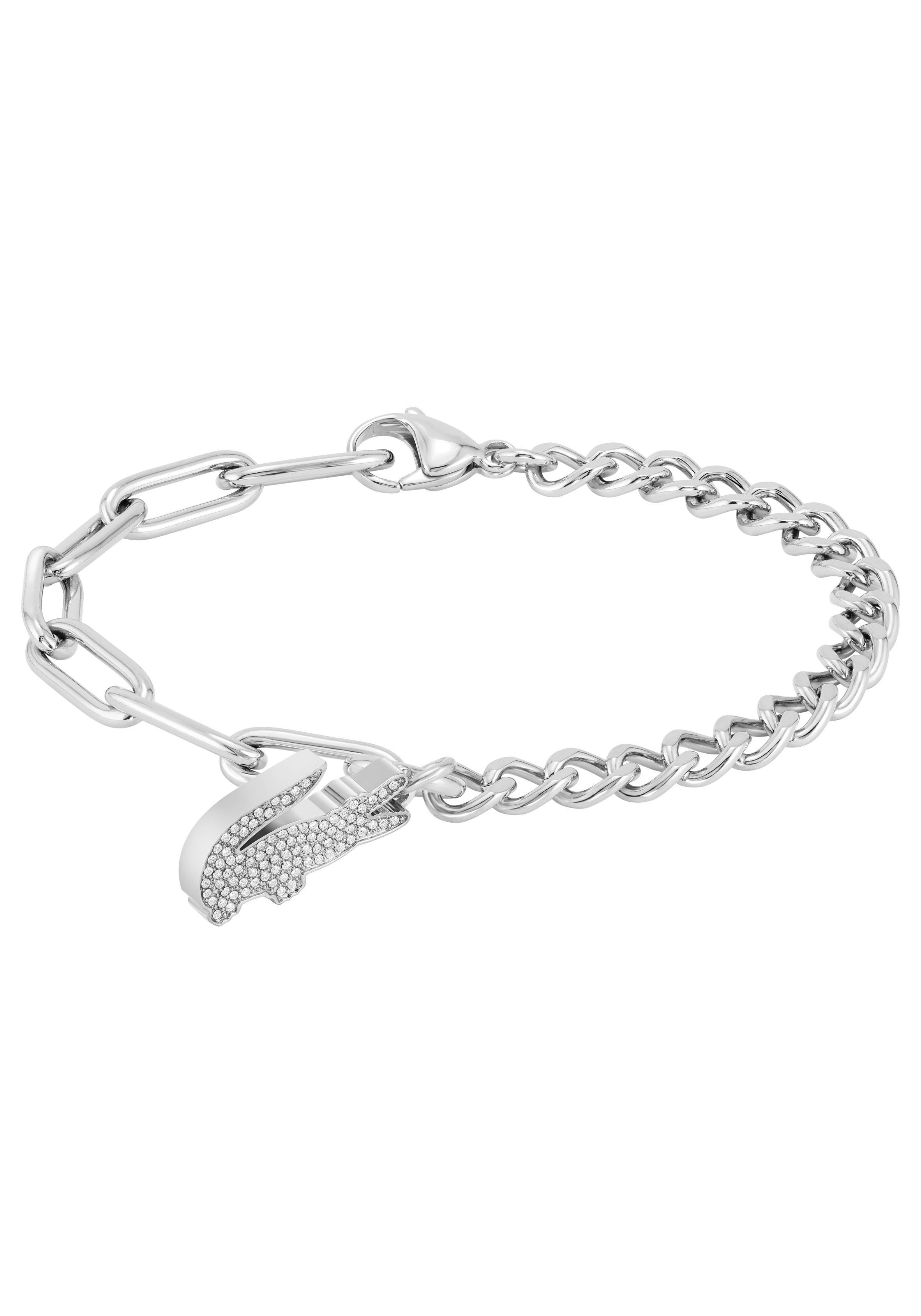 Lacoste Armband Schmuck Edelstahl Armband Ankerkette CROCODILE, mit Glasstein