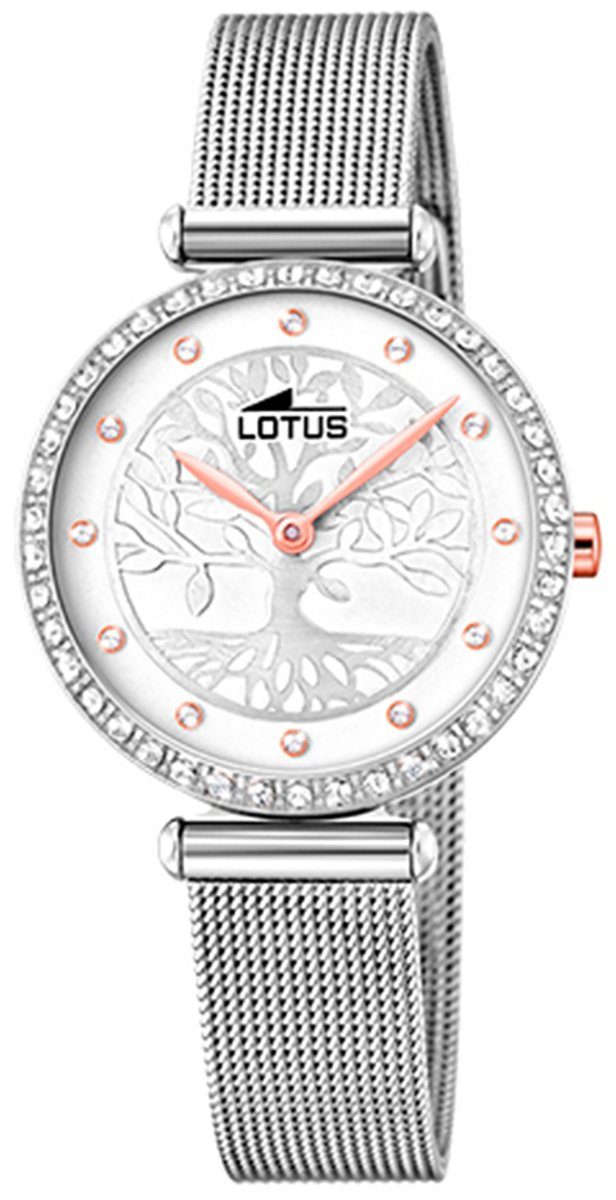 Lotus Quarzuhr LOTUS Damen Uhr Fashion 18709/1, Damenuhr rund, klein (ca. 29mm) Edelstahlarmband silber