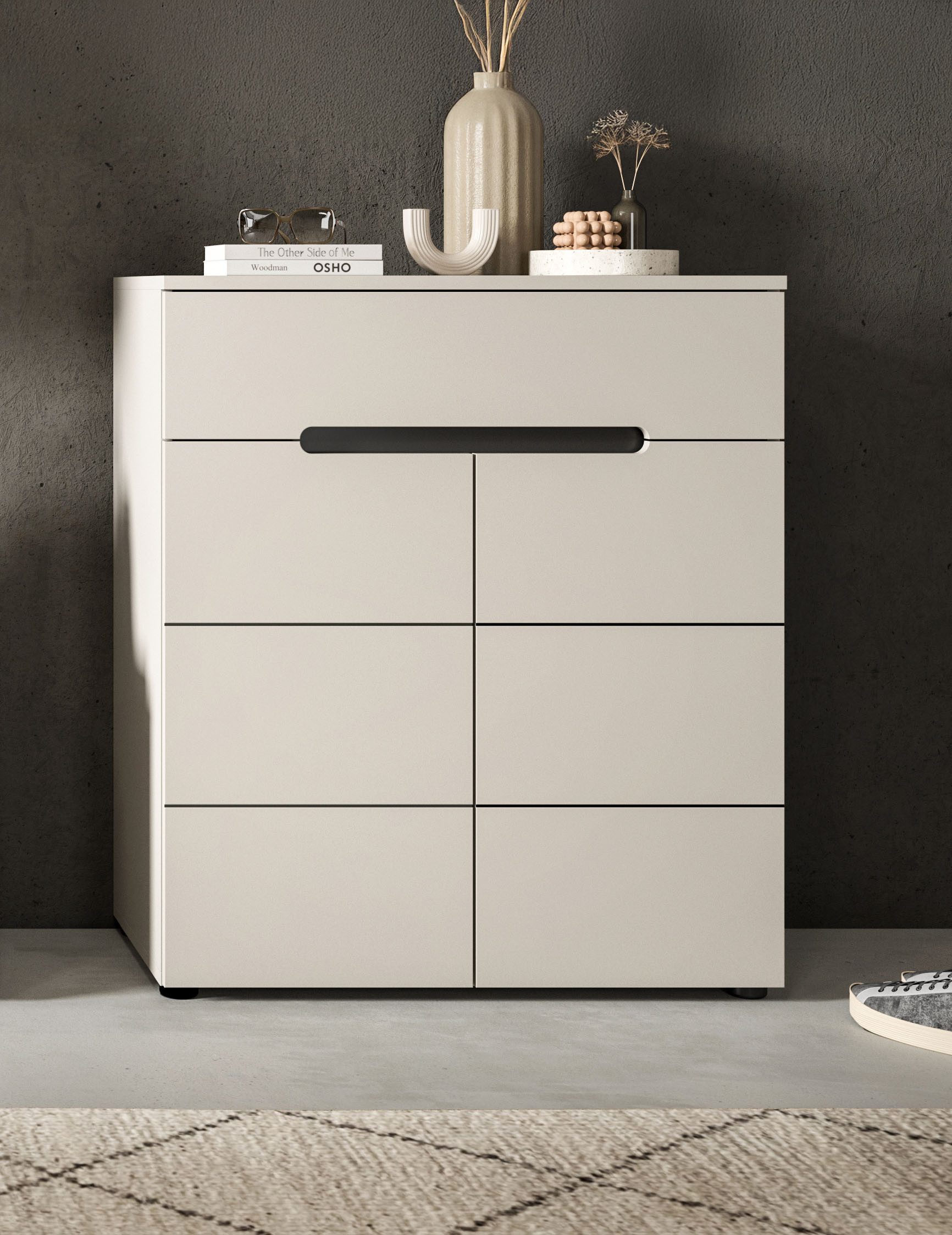 Home affaire Schuhkommode REHAT, TOPSELLER!, Breite 80cm, 2 Türen, 1 Schubkasten, 4 Fächer (1 St., in verschiedenen Farben erhältlich, Platz für ca. 12 Paar Schuhe), Schuhschrank, Kommode, Garderobenschrank, Anrichte, Sideboard