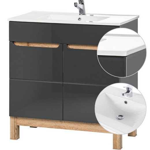 Lomadox Waschbeckenunterschrank »SOLNA-56« Waschtischunterschrank mit