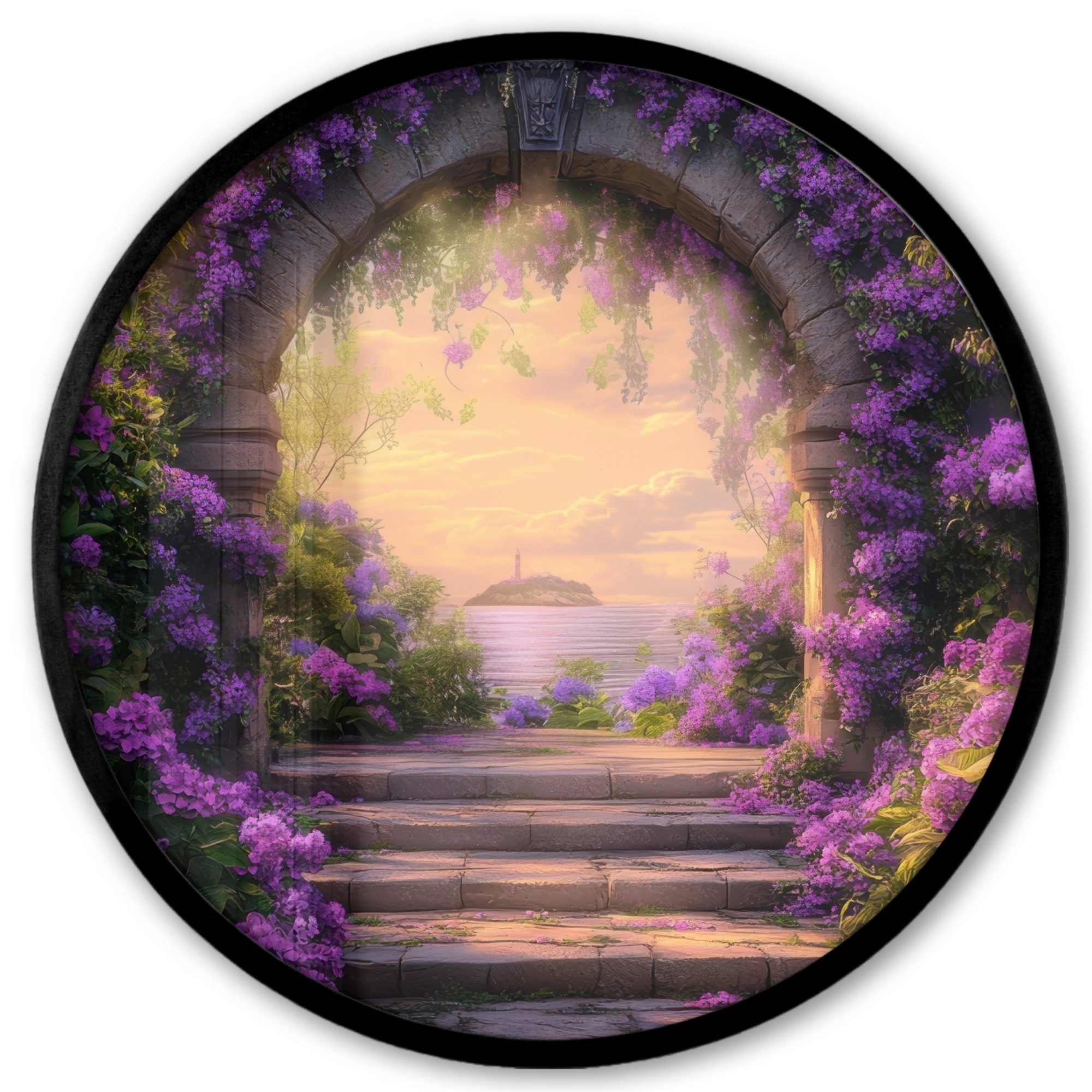 Poster Rund - Tor - Lila - Blumen