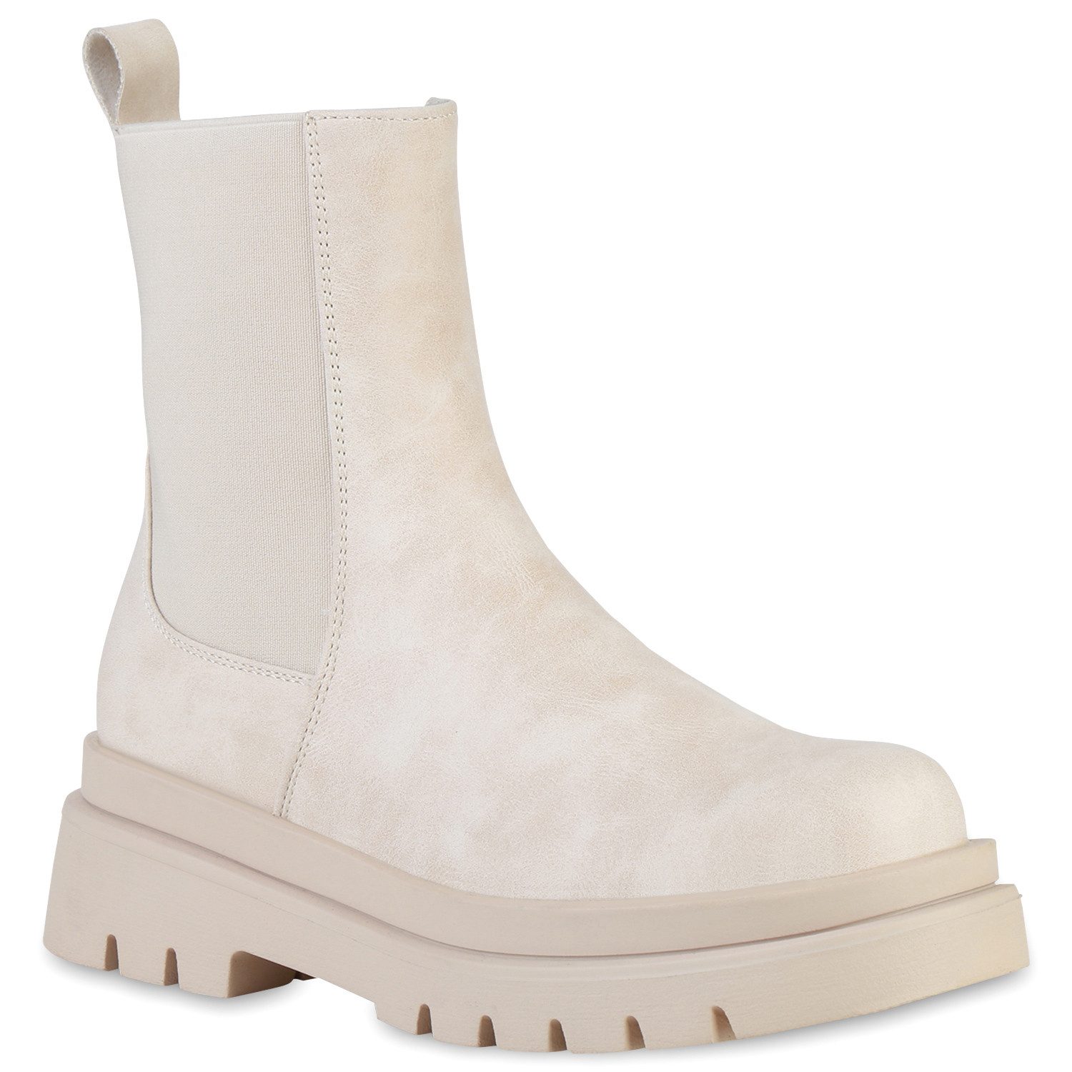 VAN HILL 837887 Plateaustiefelette Damen Plateau Boots Stiefeletten Stiefel Profil-Sohle
