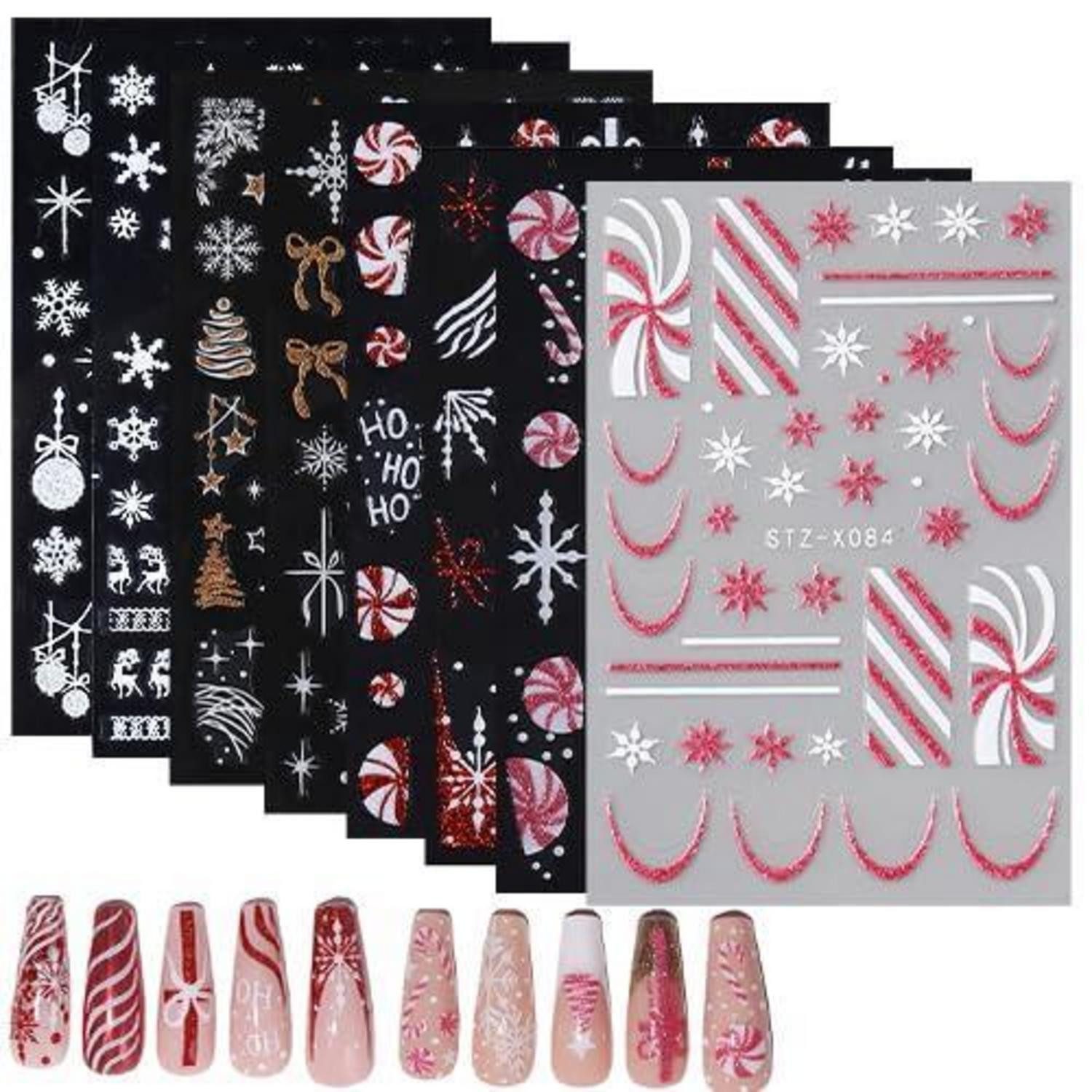 LuxusKollektion Nagel-Tattoo Weihnachtsnagelaufkleber 8er Set