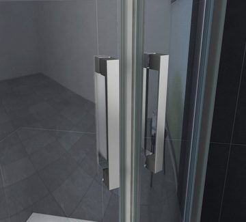 Home Systeme Eckdusche MILLOW Viertelkreis Duschkabine Dusche Duschwand Schiebetür Glas ESG, BxT: 80x80 cm