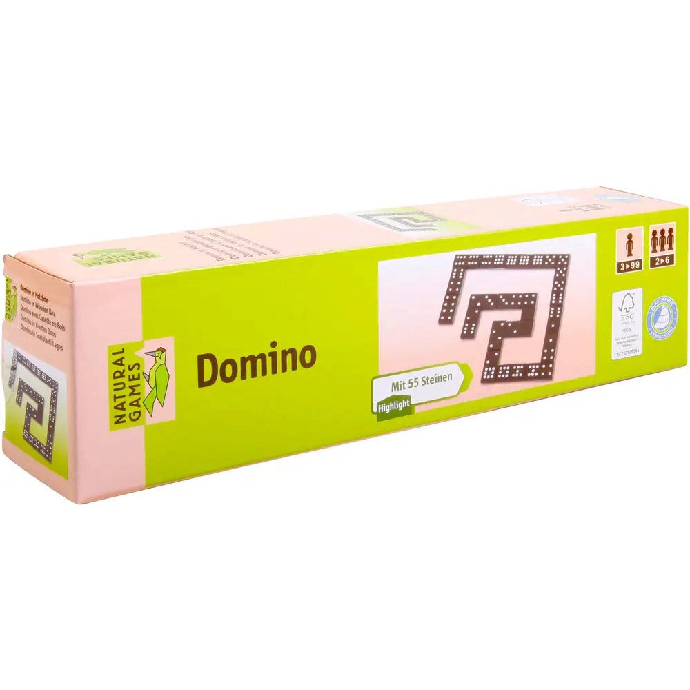 Natural Games Spiel Natural Games Premium Domino Set - 55 Holzsteine in edler Holzbox