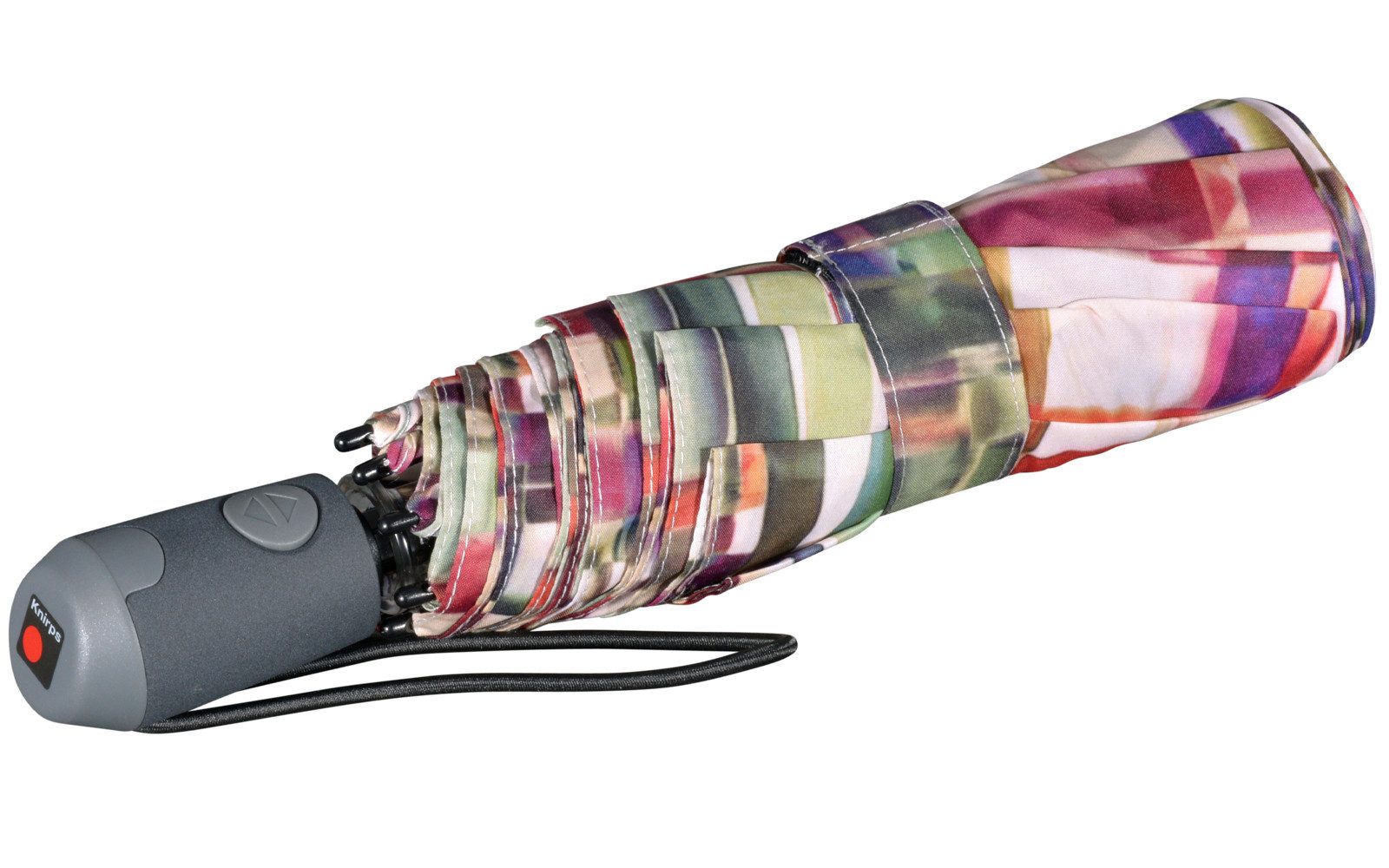 Knirps® Taschenregenschirm E.200 Duomatic mit leichtgängiger Auf-Zu-Automatik, mit Muster aus zahlreichen bunten Streifen