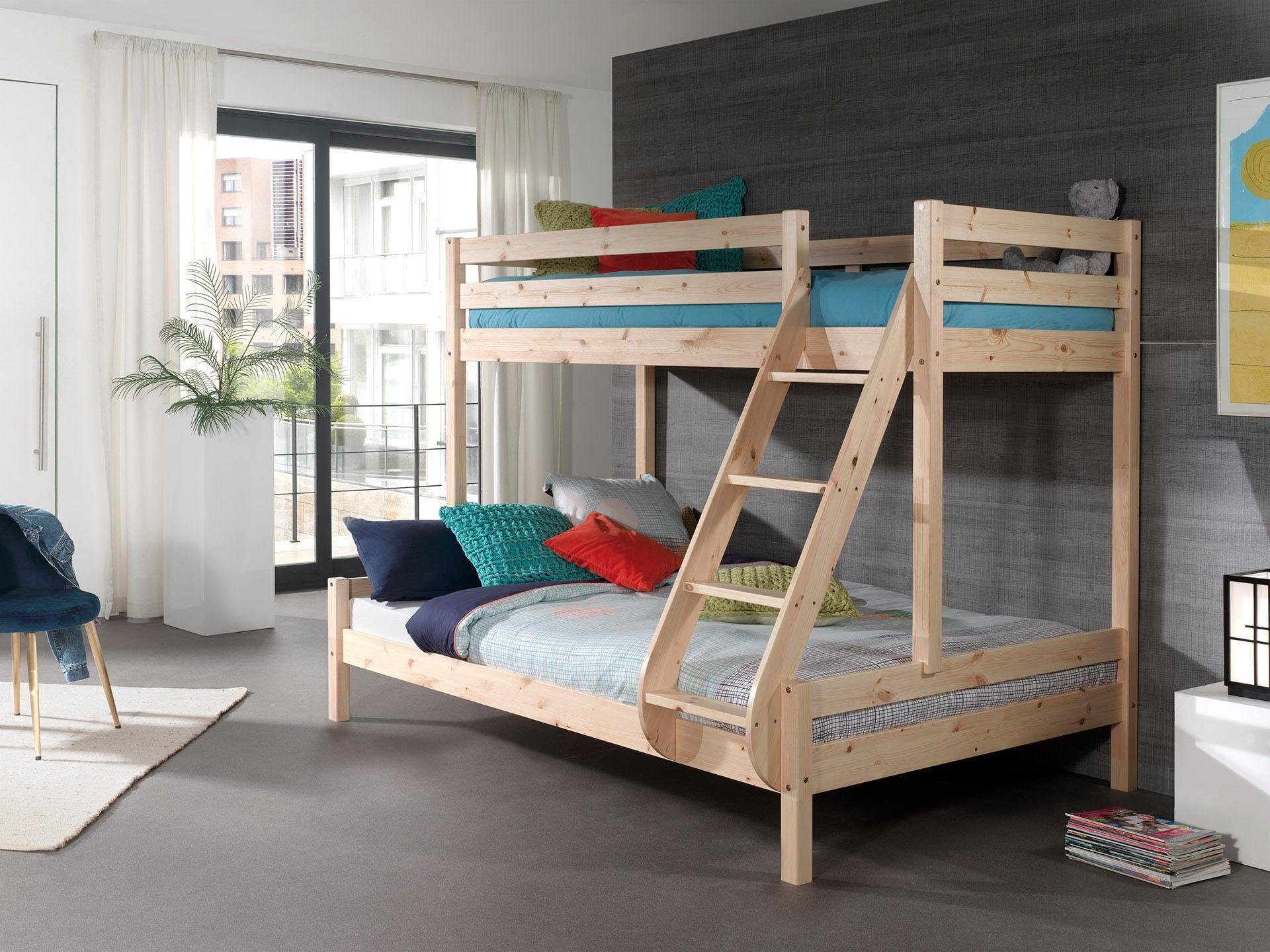 Vipack Etagenbett "Martin, 2 Liegeflächen 140 u. 90/200, Kiefer massiv, Mad günstig online kaufen