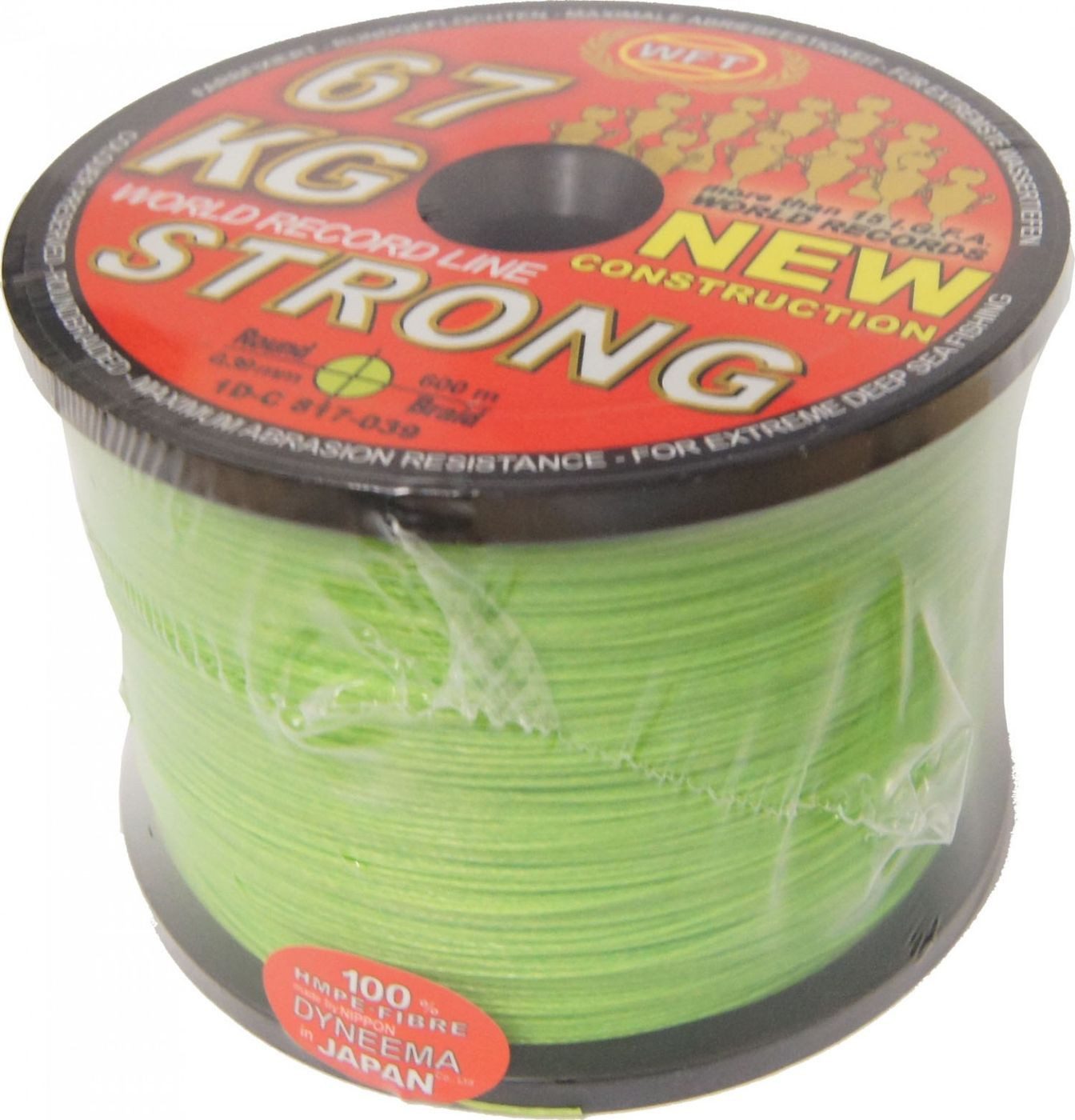 WFT Angelschnur WFT KG STRONG Schnur geflochtene 600m 0,39mm 67kg, (600-St)