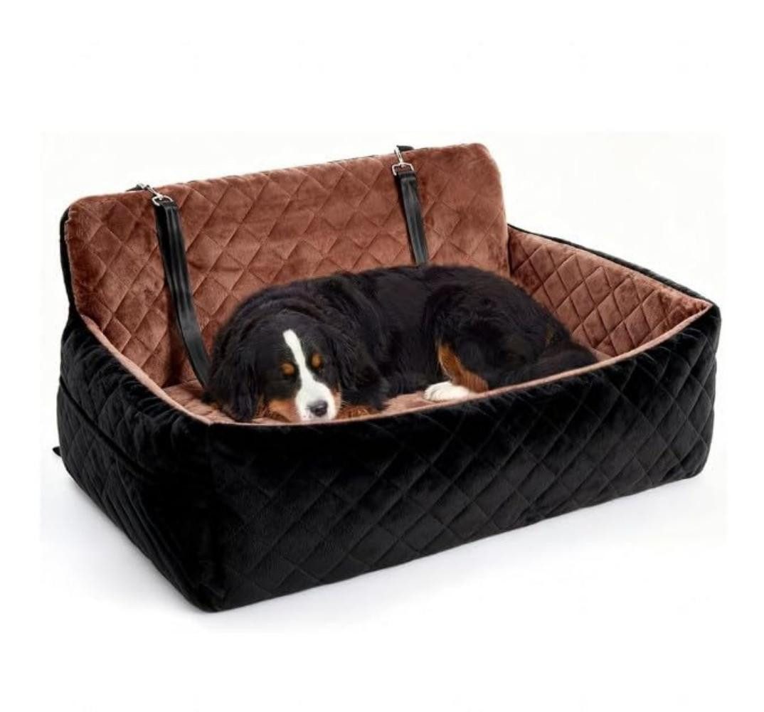 GarveeMore Hunde-Autositz 80*50*40cm Plüsch Autohundesitz Groß Mit Befestigungsgurten, bis 25kg Hund, leicht reinigbar, sicher für Autofahrten, Zuhause