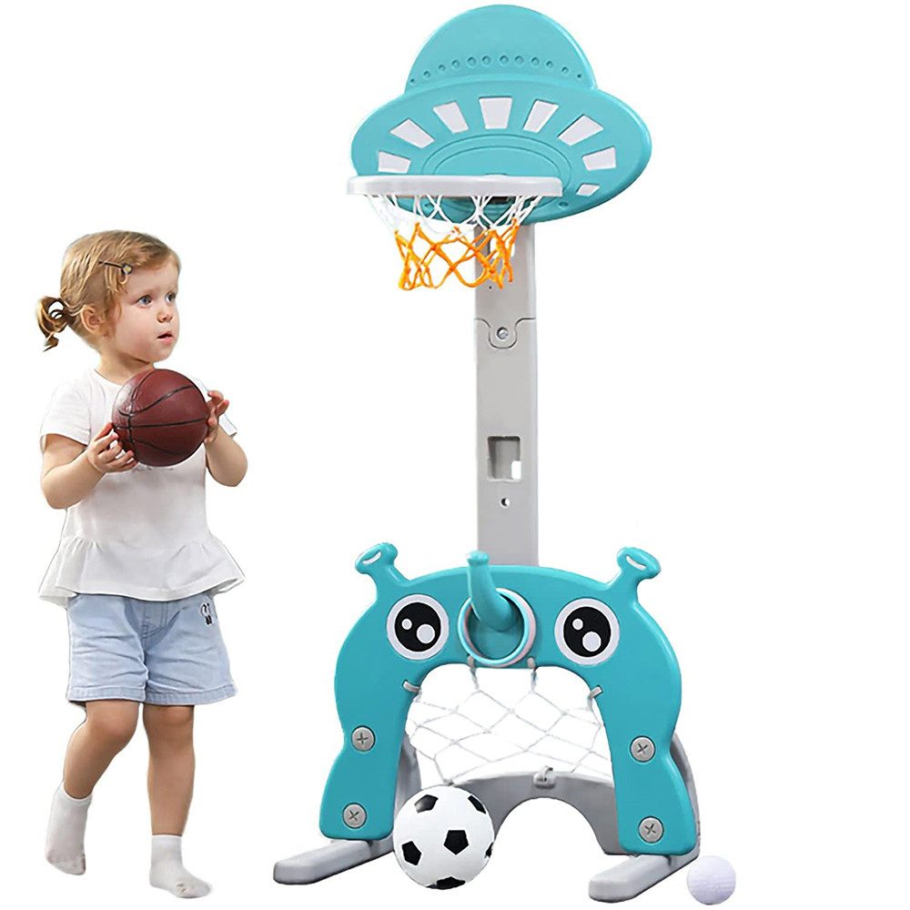 Basketballkorb 3 in 1 Basketballständer & Fußballtor & Wurfspiel für Kleinkinder