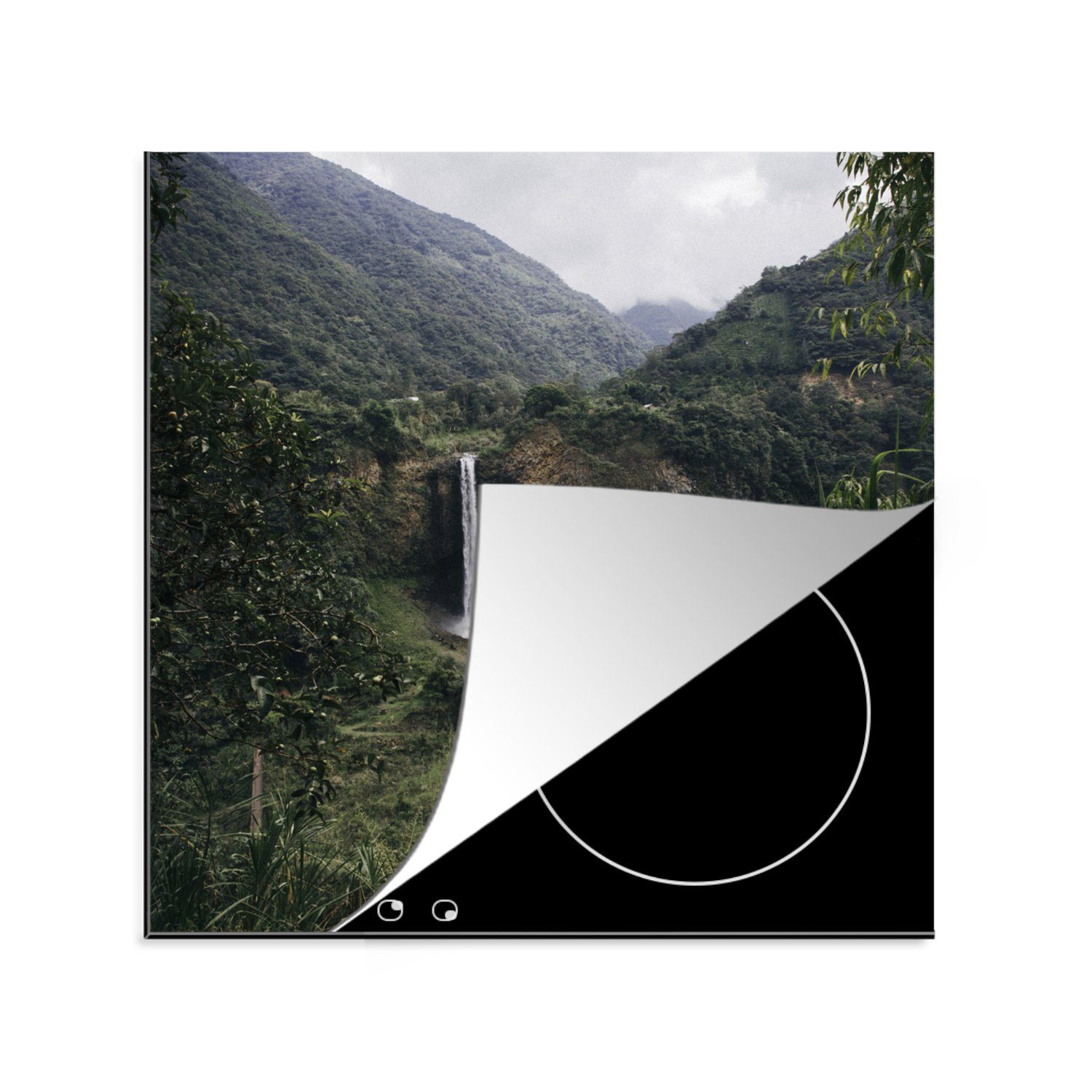 Südamerika, Wasserfall küche 78x78 Arbeitsplatte Herdblende-/Abdeckplatte Ceranfeldabdeckung, Vinyl, cm, (1 Pflanzen - tlg), MuchoWow für -