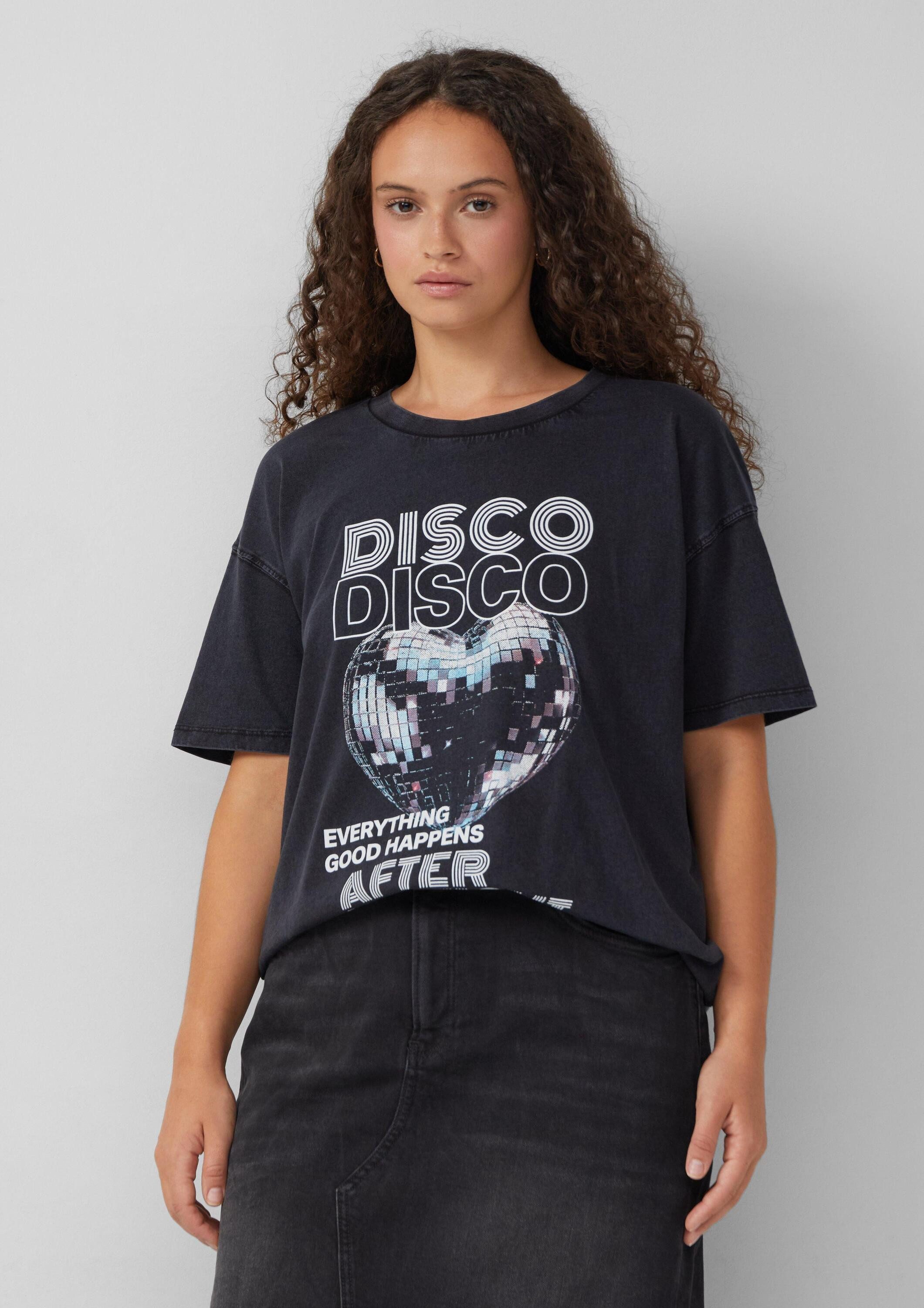 QS Kurzarmshirt T-Shirt Gewaschenes Printshirt günstig online kaufen