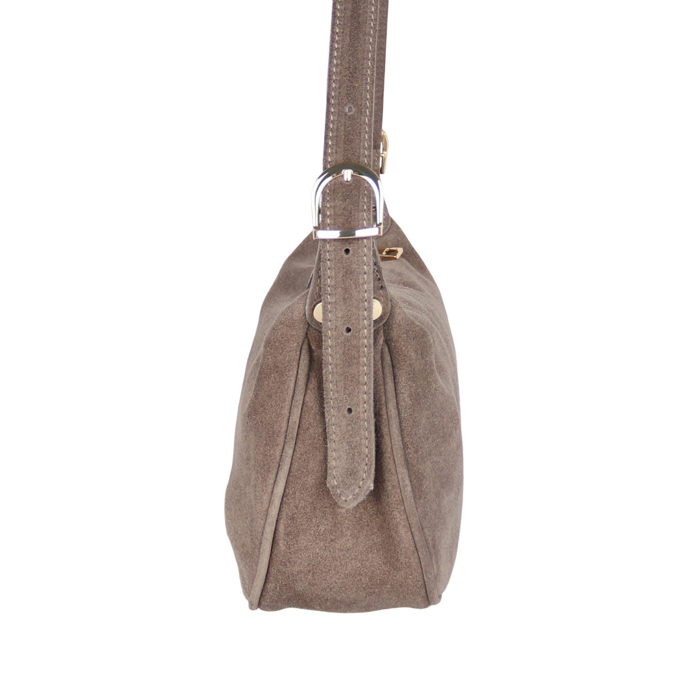 MIRROSI Umhängetasche Damen Crossbody Bag, Wildleder Echtleder Made In Italy, Mittelgroße Damen Tasche 26x16x10cm – Bild 3 von 5