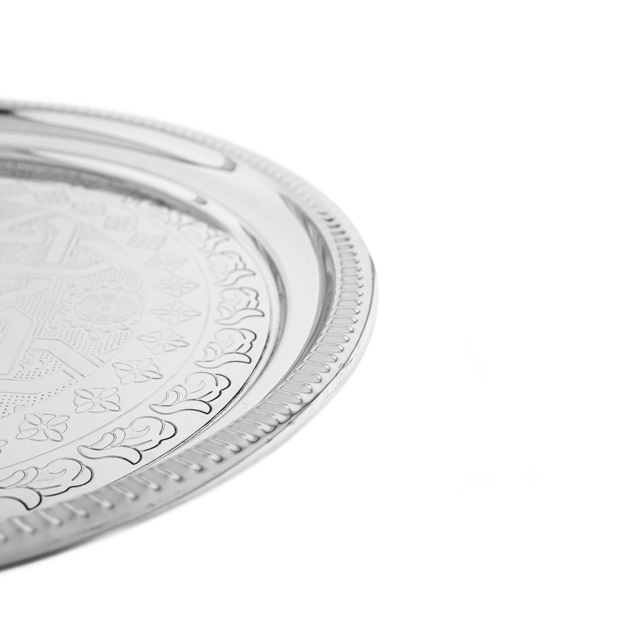 Sunay Servierplatte Orientalisches Serviertablett - rundes Design in Silber, Blech, (1-tlg)