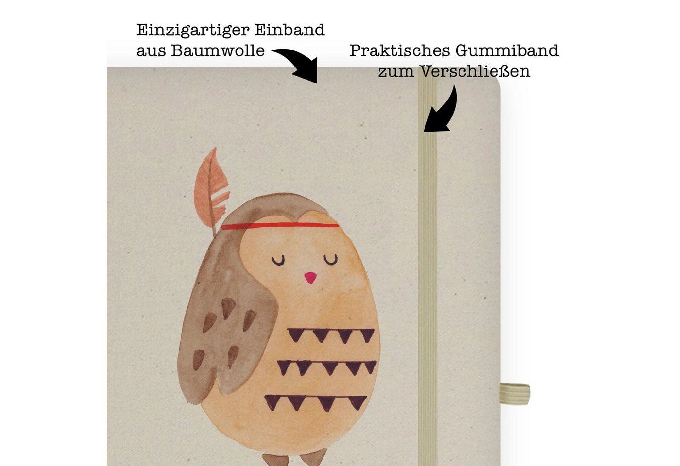 Thumbnail - Mr. & Mrs. Panda Notizbuch Eule Federschmuck - Transparent - Geschenk, Tagebuch A5, entspannt, O Mr. & Mrs. Panda, Flexi...