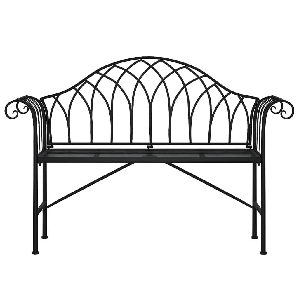 vidaXL Gartenbank 2-Sitzer-Gartenbank 128 cm Schwarz Stahl (1-St)