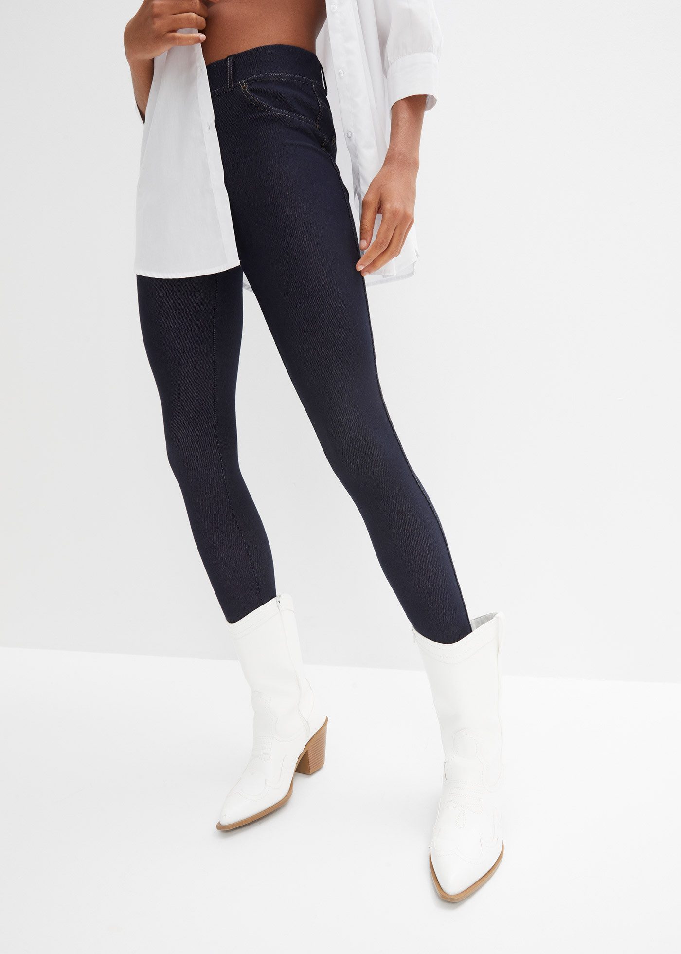 bonprix Leggings Leggings in Jeansoptik aus Baumwoll-Mix, mit Taschen günstig online kaufen