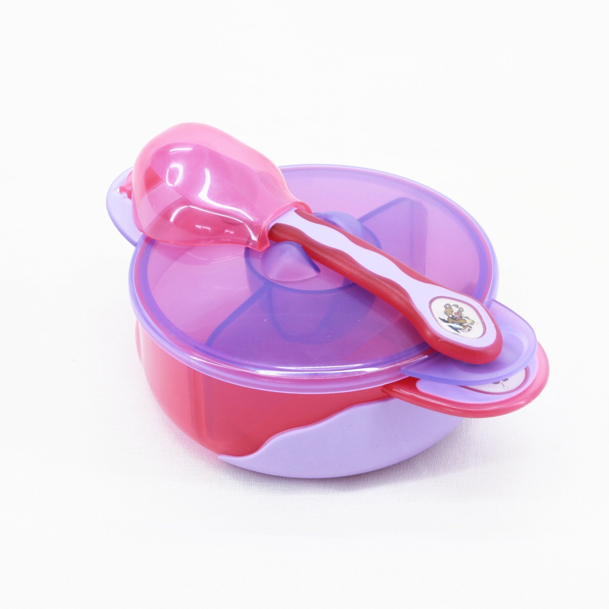 Vital Baby Esslernschale Babys erstes Set mit Unterteiler, Löffel und Deckel ab 4 Monaten, PP, Ergonomisch geformter Löffel weicher Löffelschale
