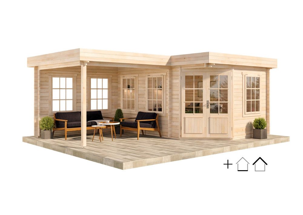Alpholz Gartenhaus Holz Komplettset - Pepe Natur Inkl. Boden & Dacheind. 28mm Wandstärke, BxT: 618x462 cm, (Set), in Naturbelassen Inkl. Fußboden & Dacheindeckung mit 28mm Wandstärke