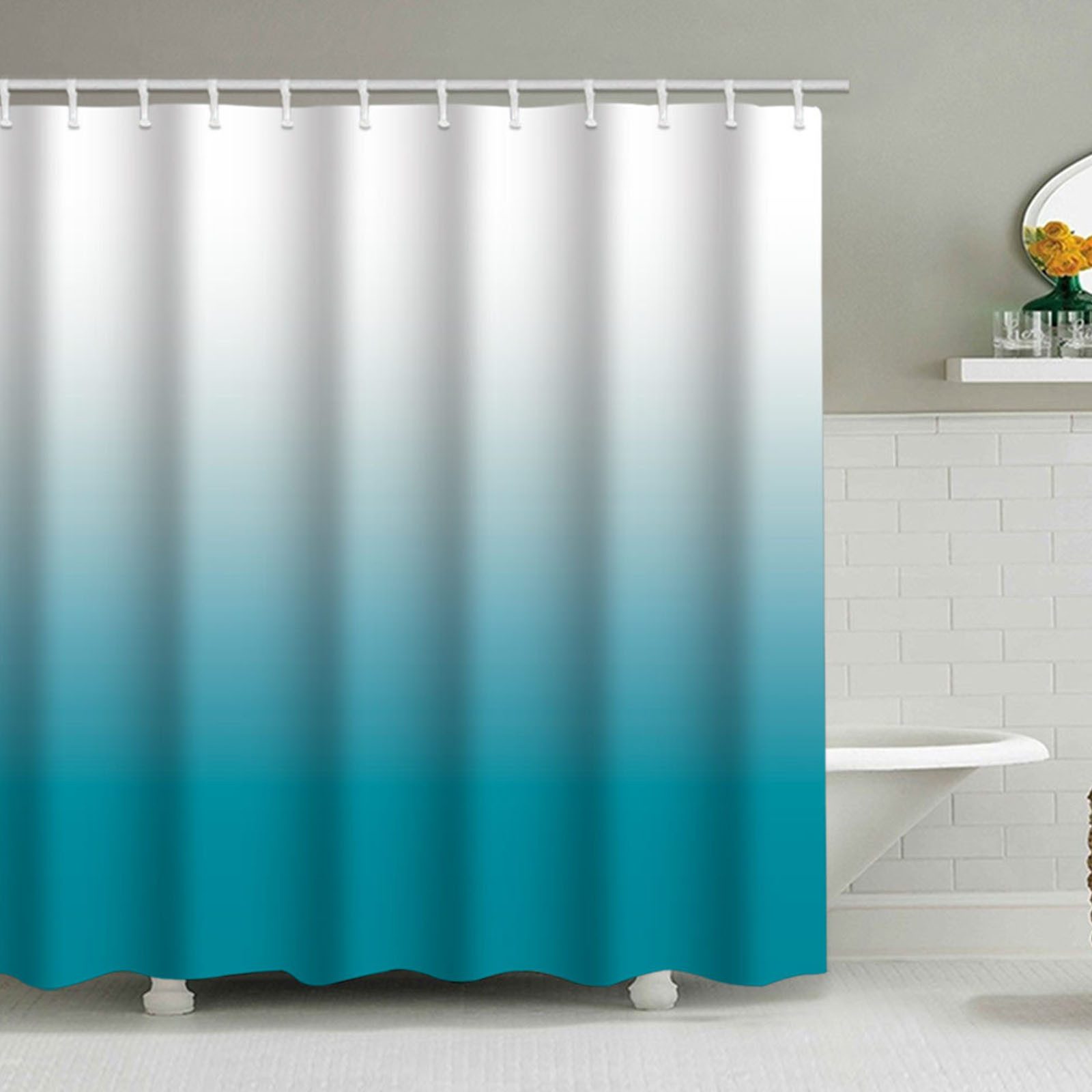 OKWISH Duschvorhang Badezimmer Vorhang Badewannenvorhang Dusche Textile Vorhänge Breite 150 cm (150x180 cm Wasserabweisend Anti-schimmel Waschbar 12 Duschvorhangringe, 1-tlg., Stoffvorhang), Badevorhang für Badewanne Hotelbad Dusche Reisemobil usw.