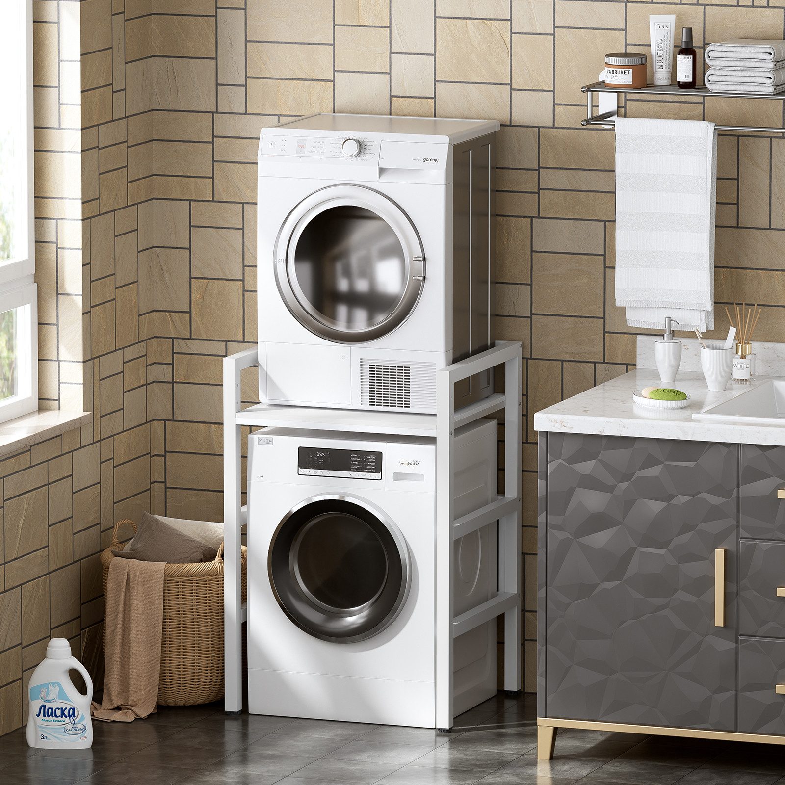 TWSOUL Waschmaschinenumbauschrank Waschmaschinenständer, Metallrahmen, Dopp günstig online kaufen