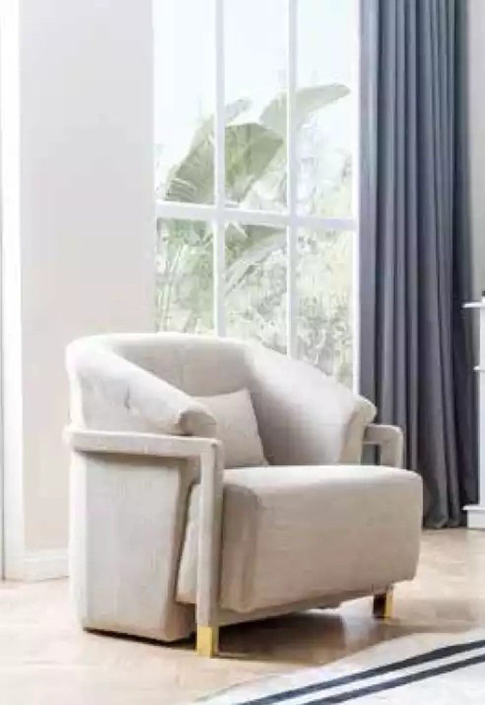 JVmoebel Sessel Moderner Drehsessel mit luxuriöser Polsterung und goldenen Füßen (1-St., 1x Sessel), Made in Europa