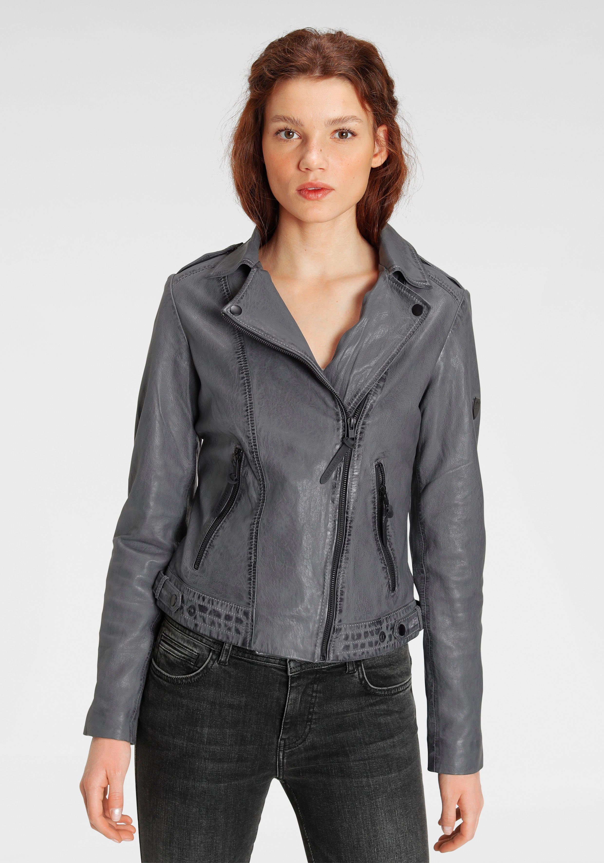 Damen Lederjacke in grau online kaufen | OTTO