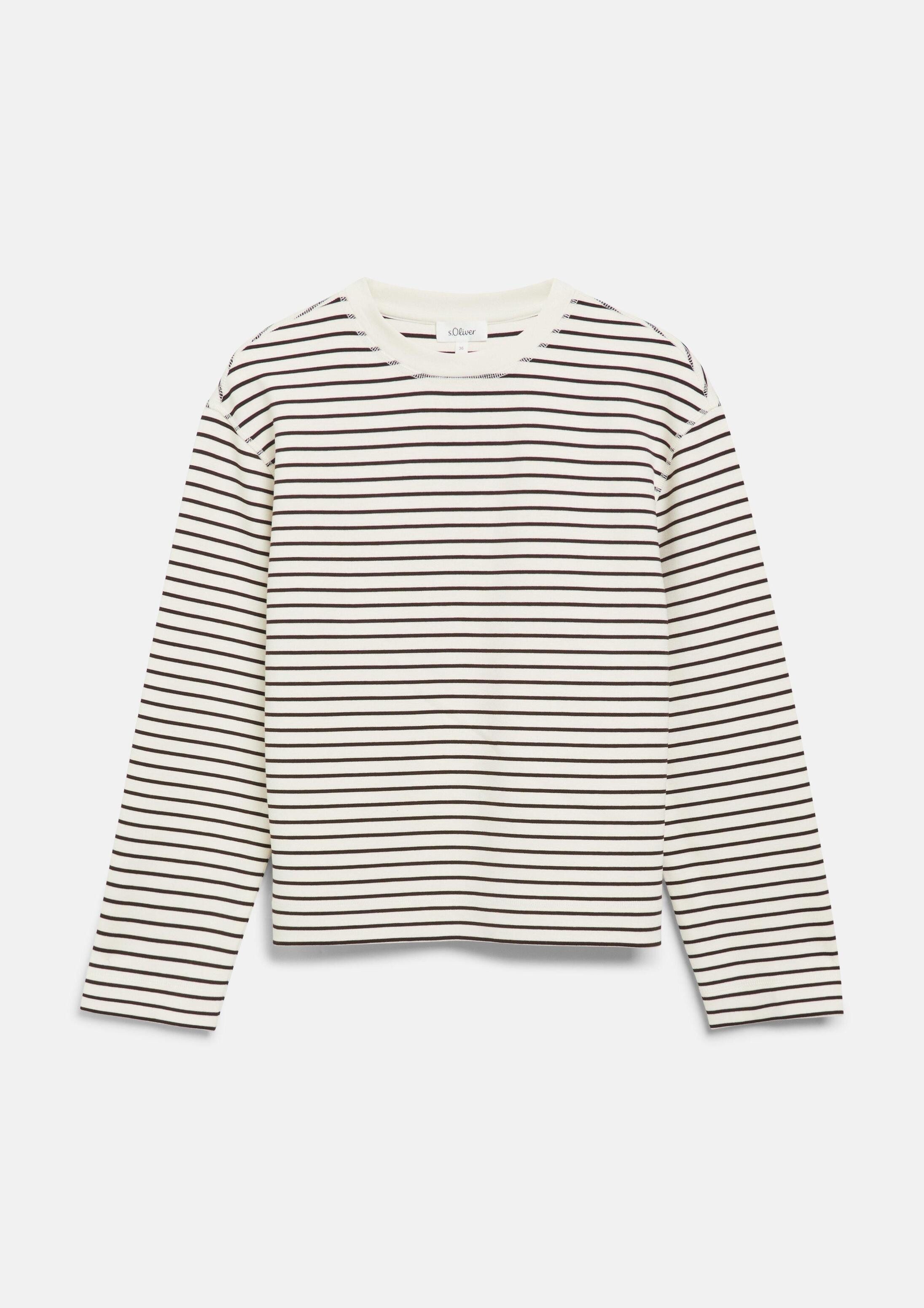 s.Oliver Sweatshirt Sweatshirt Scuba-Sweatshirt mit Ringeln im Relaxed Fit