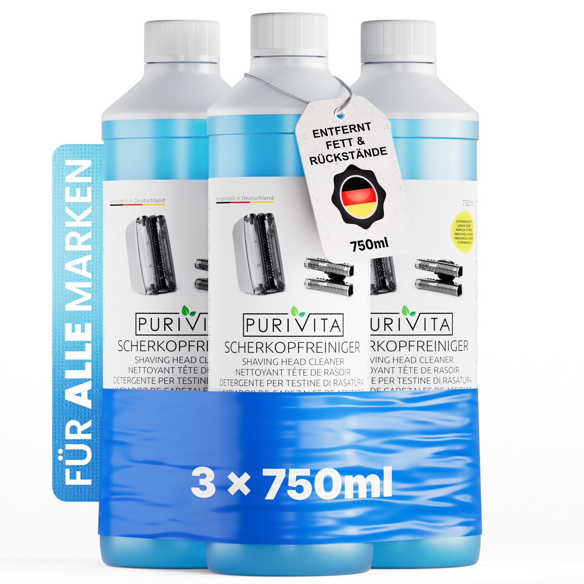 Purivita Elektrorasierer Reinigungslösung (3-St. Zitronenduft)