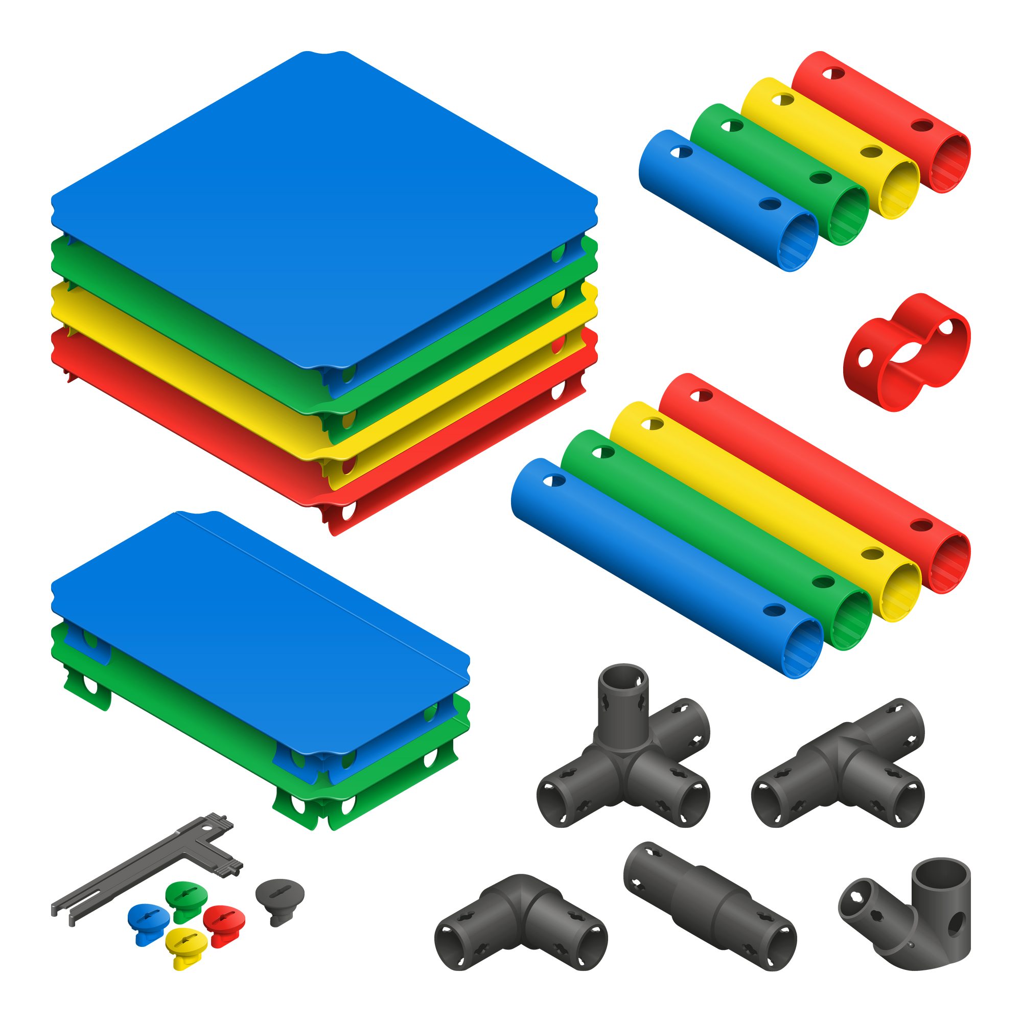 QUADRO Spielturm-Erweiterung Upgrade Kit, (Montessori-inspiriertes Erweiterungsset, 188 St., Ergänzung zu jedem Quadro Baukasten), Modulare Erweiterung, ab 6 Monaten, Made in Germany, UV-stabil
