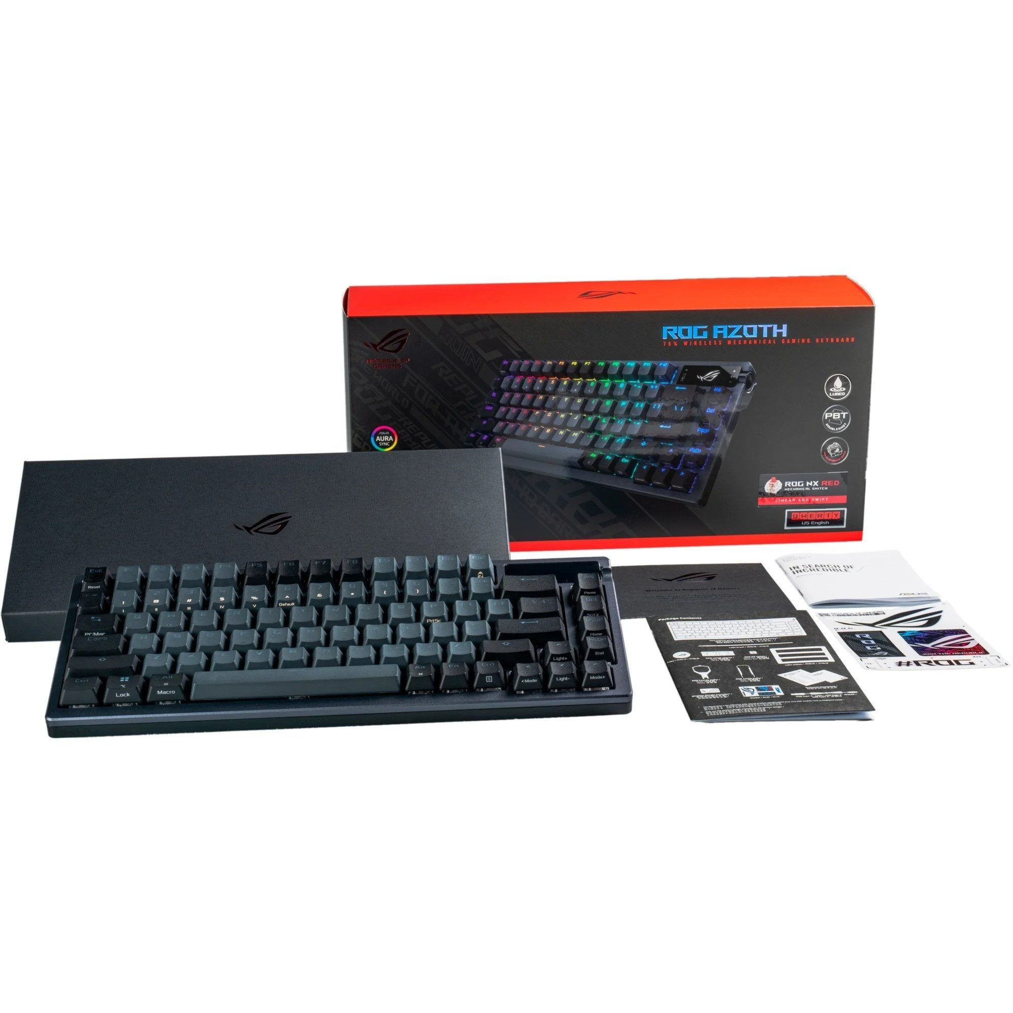 Asus ROG Azoth Wireless 75% OLED RGB PBT Schwarz Funk Gaming-Tastatur