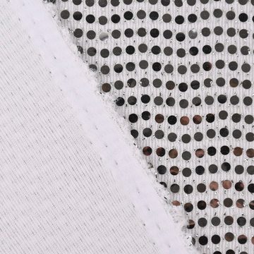 SCHÖNER LEBEN. Stoff Bekleidungsstoff Stretch Lurex Pailletten Glitzer weiß silber 1,45m, mit Metallic-Effekt