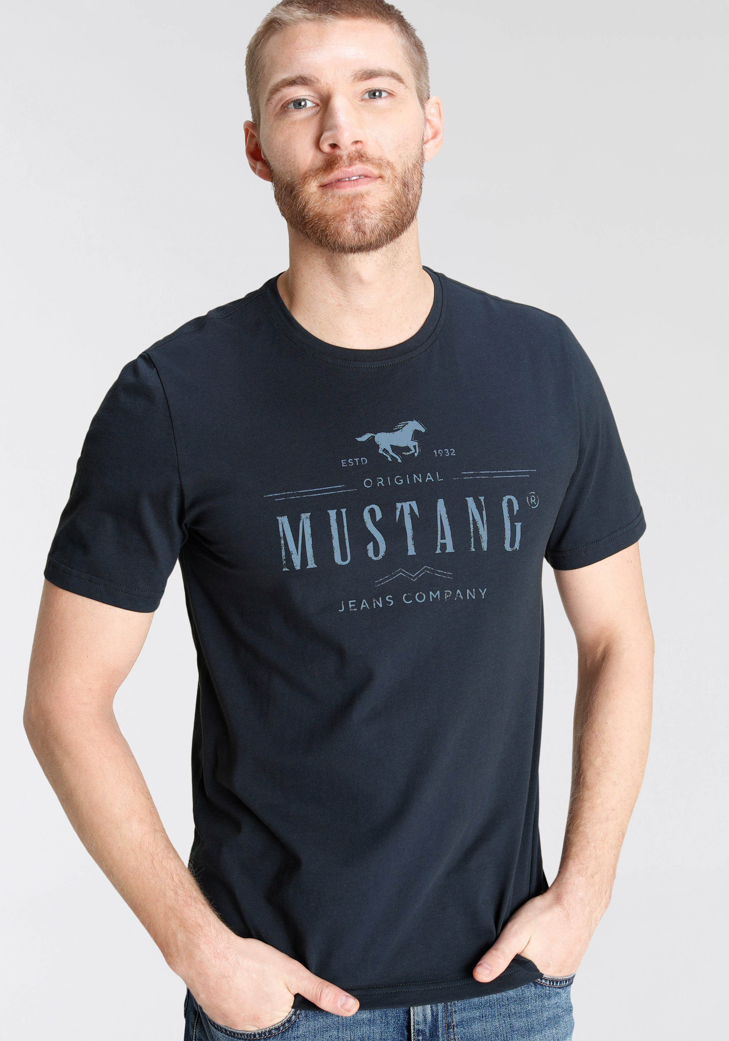 [Überraschender Preis realisiert! ] MUSTANG T-Shirt Alex saphire dark