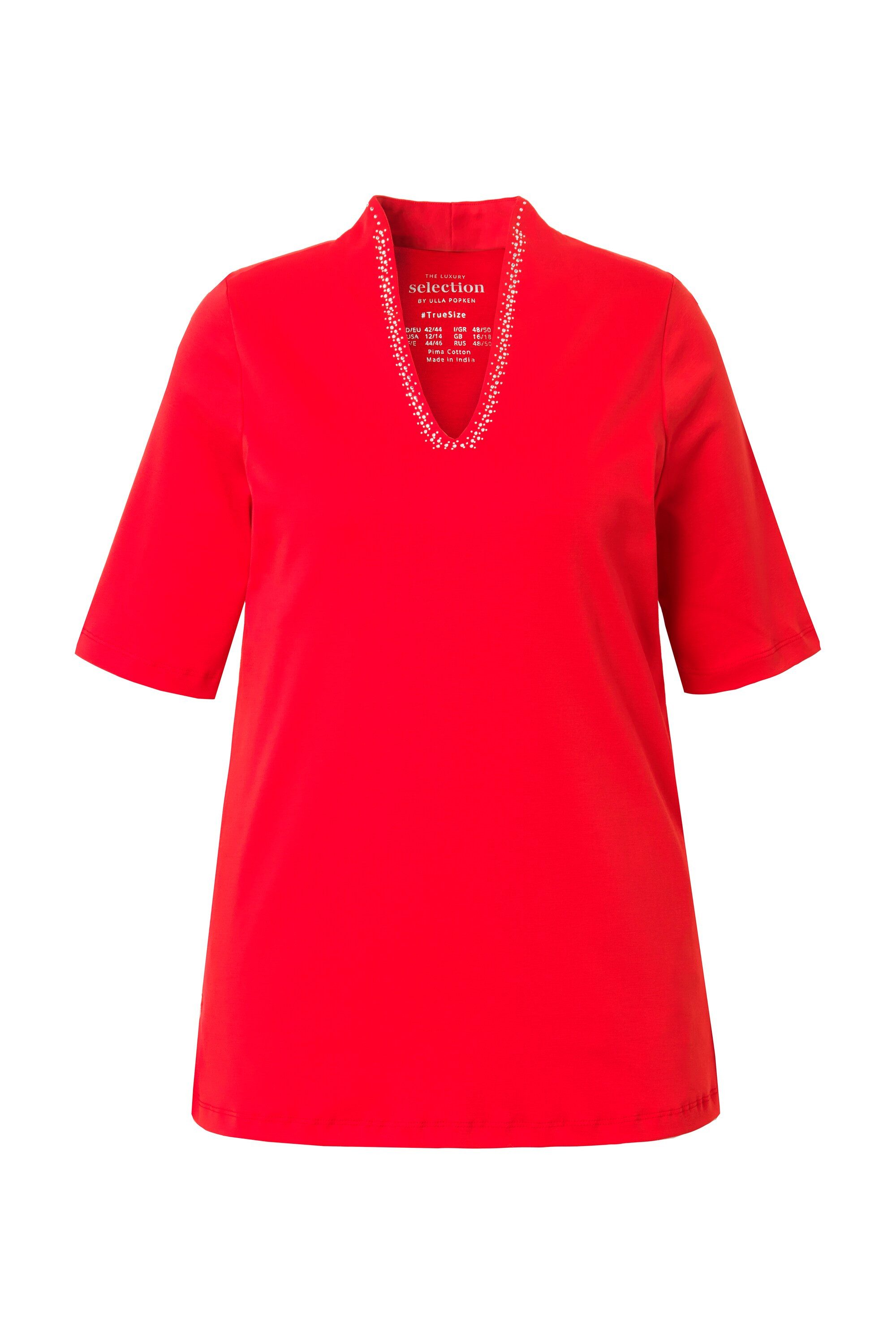 Ulla Popken T-Shirt Shirt A-Linie Kelchkragen Halbarm Pima Cotton günstig online kaufen