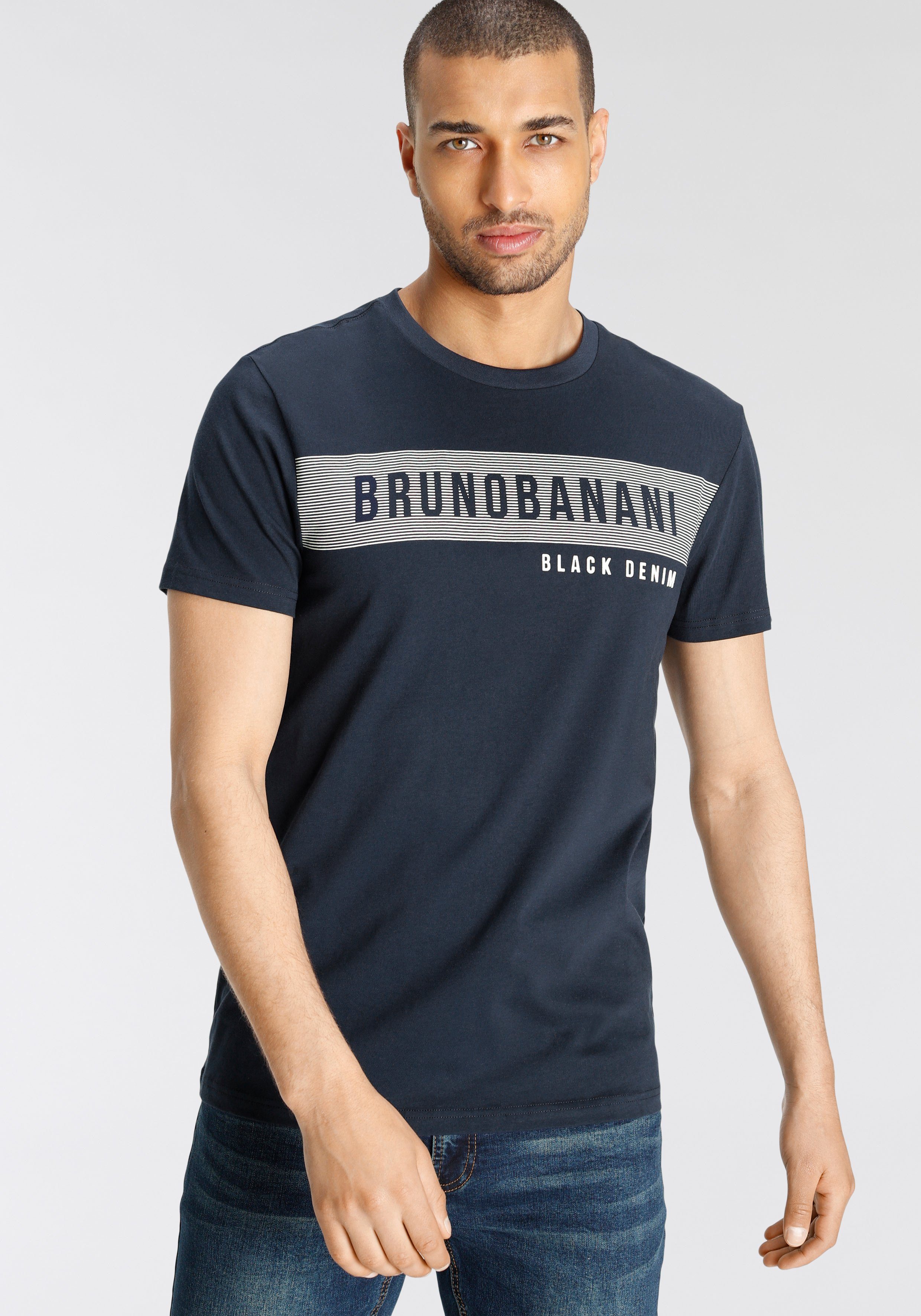 Bruno Banani T-Shirt mit Markenprint marine