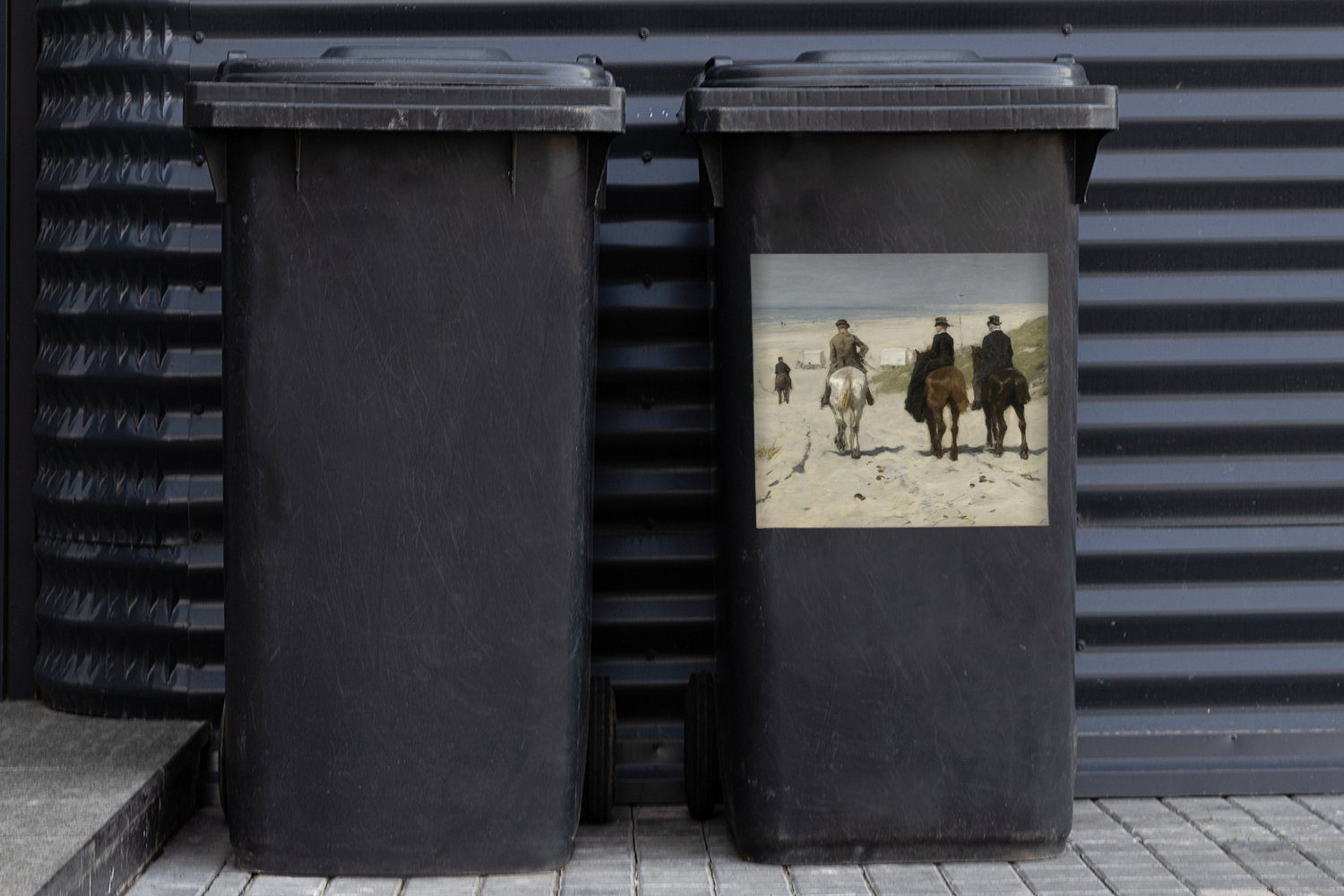 Mülleimer-aufkleber, Morgendliche St), - Gemälde Wandsticker Mauve Strand MuchoWow Anton Abfalbehälter Sticker, am Mülltonne, Container, (1 von entlang Fahrt