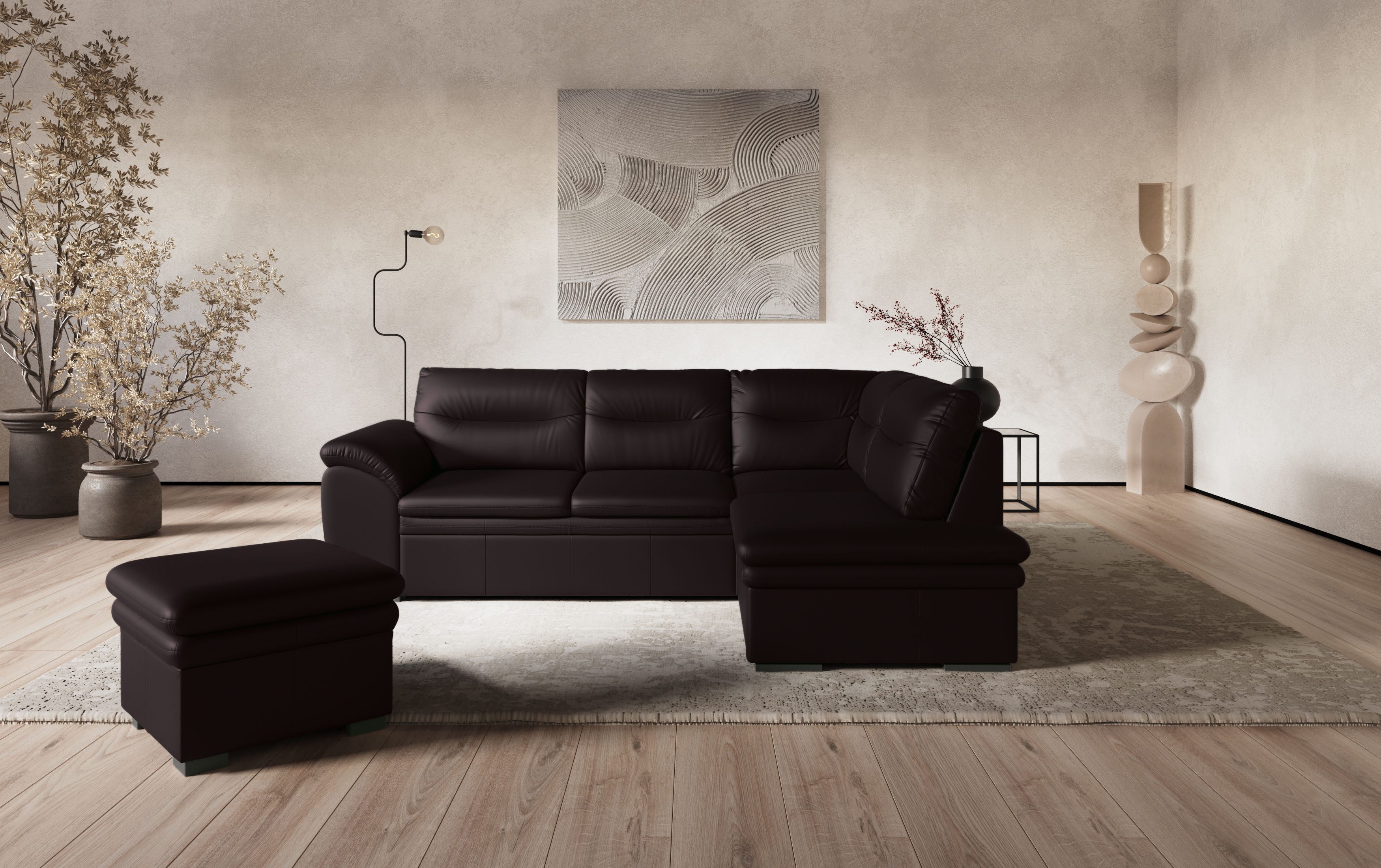COTTA Ecksofa Leandra L-Form, wahlweise mit Bettfunktion & Bettkasten