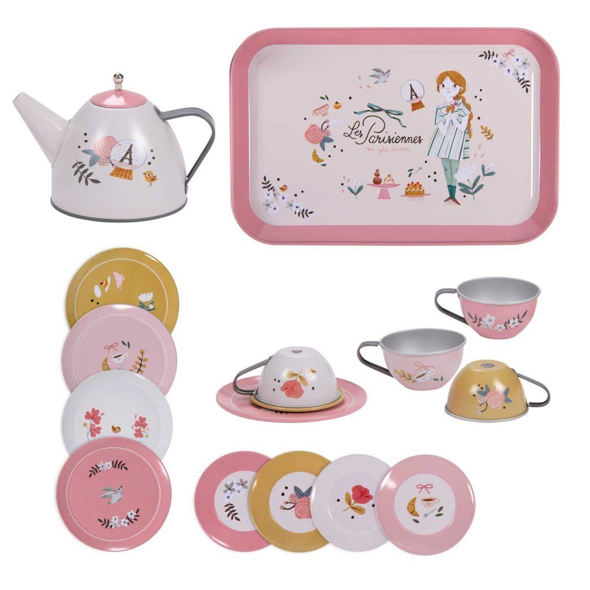 Moulin Roty Picknickkorb Picknick Koffer "les Parisienne" Teeservice Teekanne Teetasse Teller