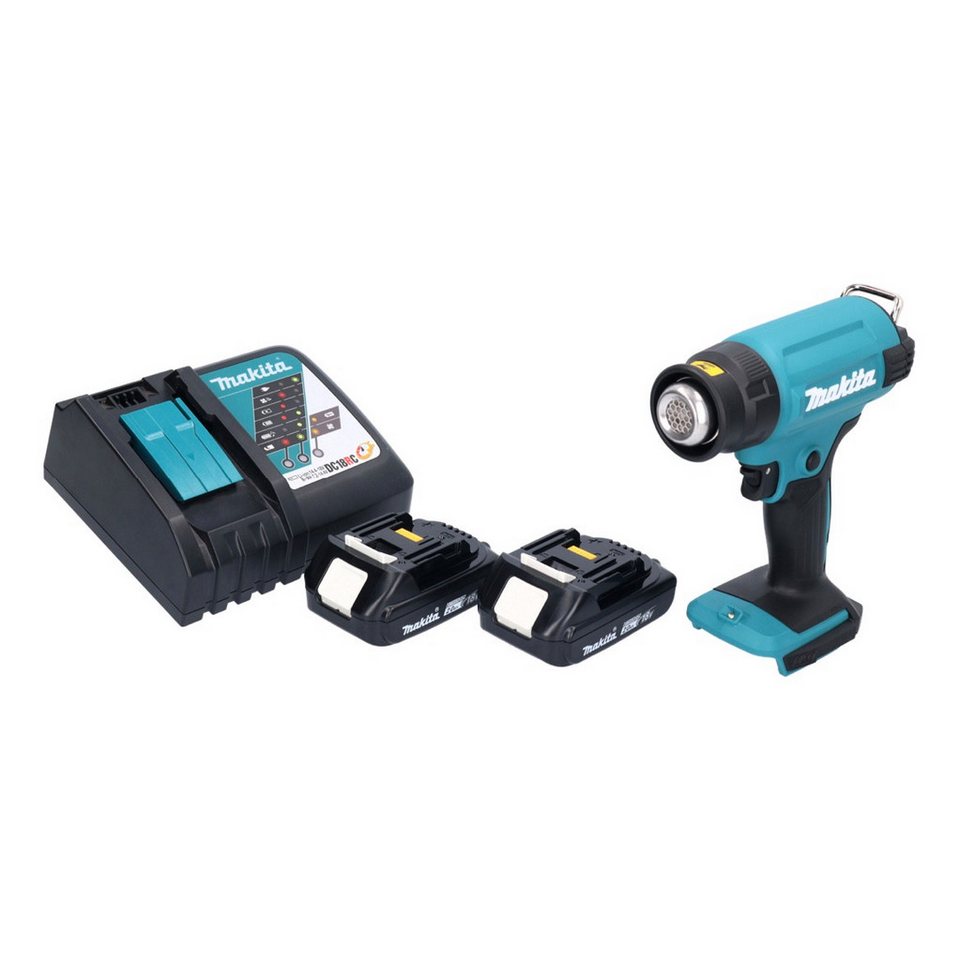 Thumbnail - Makita Heißluftgebläse DHG 180 RA Akku Heißluftgebläse 18 V 550 °C + 2x Akku 2,0 Ah + Ladege