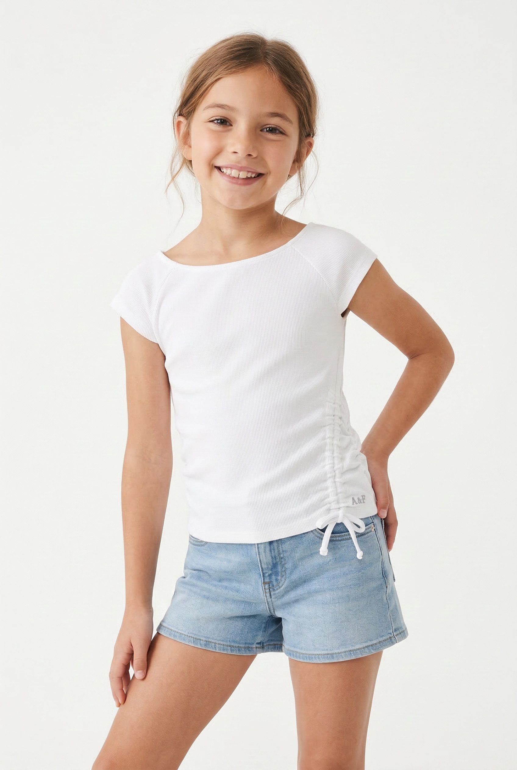 Abercrombie Kids T-Shirt AFG SS SHOULDER PLAY TOP mit Rüschen am Ausschnitt