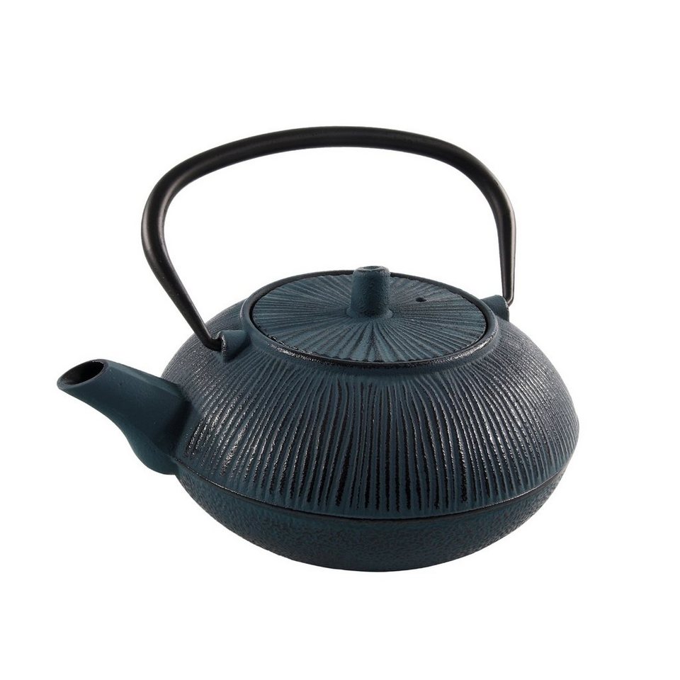 Neuetischkultur Teekanne Teekanne 0,8 Liter aus blauem Gusseisen, 0.8 l,  (Stück, 1 Teekanne mit Deckel), Kanne für Heißgetränke