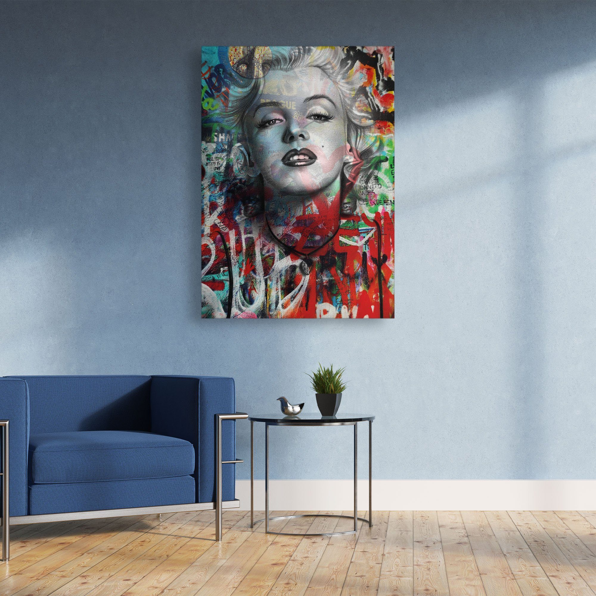 Art, Monroe Graffiti gerahmte Wall Größen, Premium Poster als Art, moderne Wandbilder 4 - XXL-Wandbild Bild, ArtMind in & Kunst Marilyn Leinwand