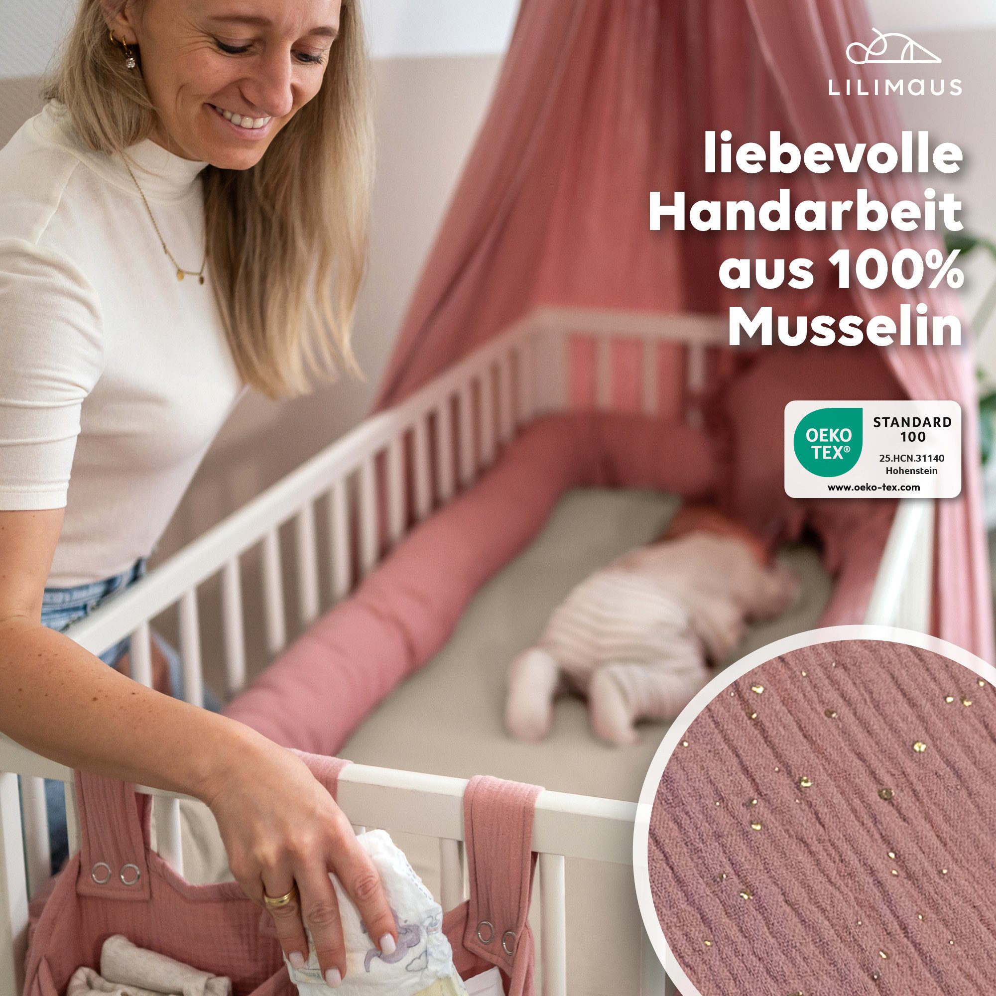 lilimaus Betttasche Bett-Organizer für Kinderbett - Tasche für Spielzeug & Bücher (1-tlg), Bücher & Kuscheltiere griffbereit am Bett - optional mit Gold – Bild 3 von 5