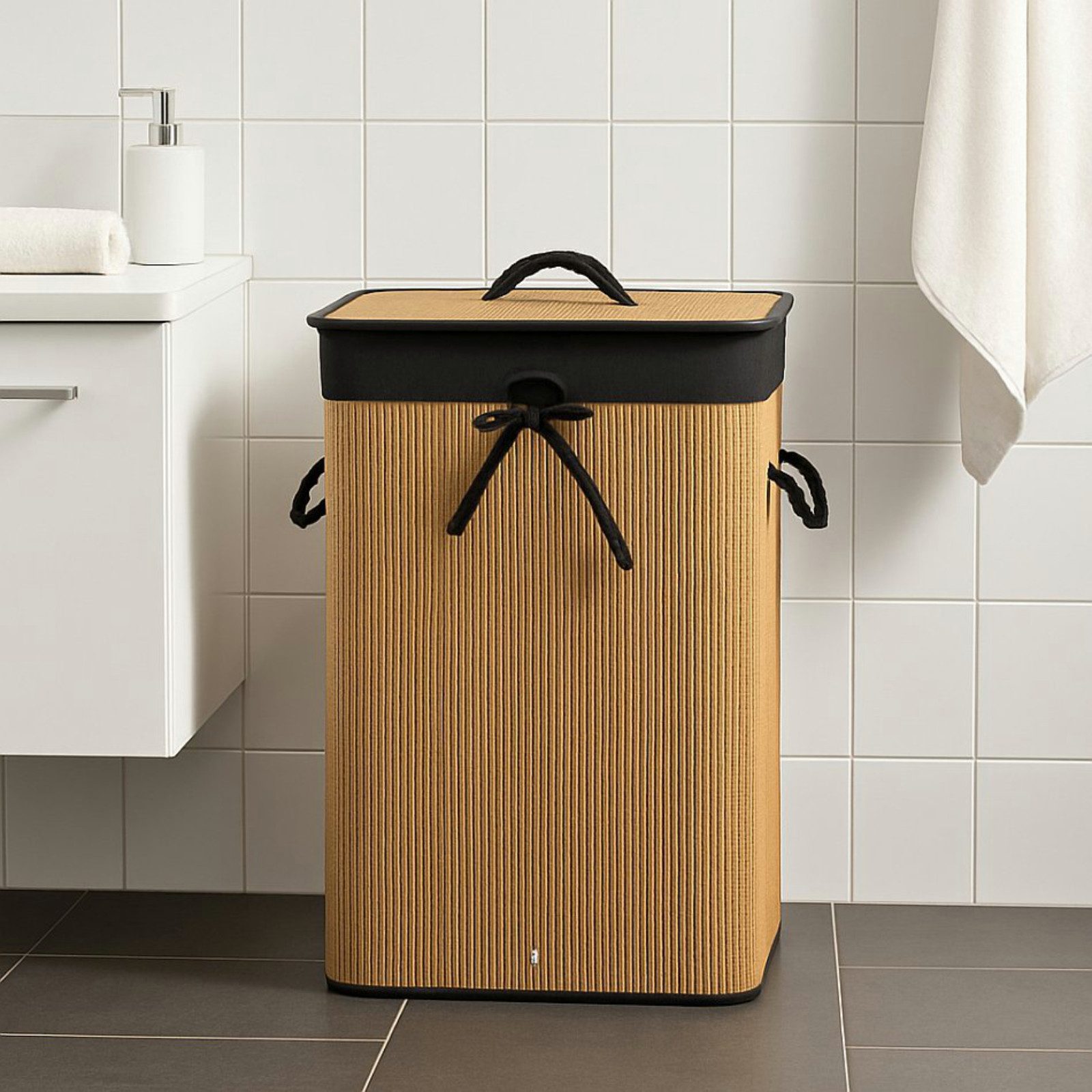 Koopman Wäschekorb Wäschebehälter Wäschesammler Korb Bambus Faltkorb Badezi günstig online kaufen
