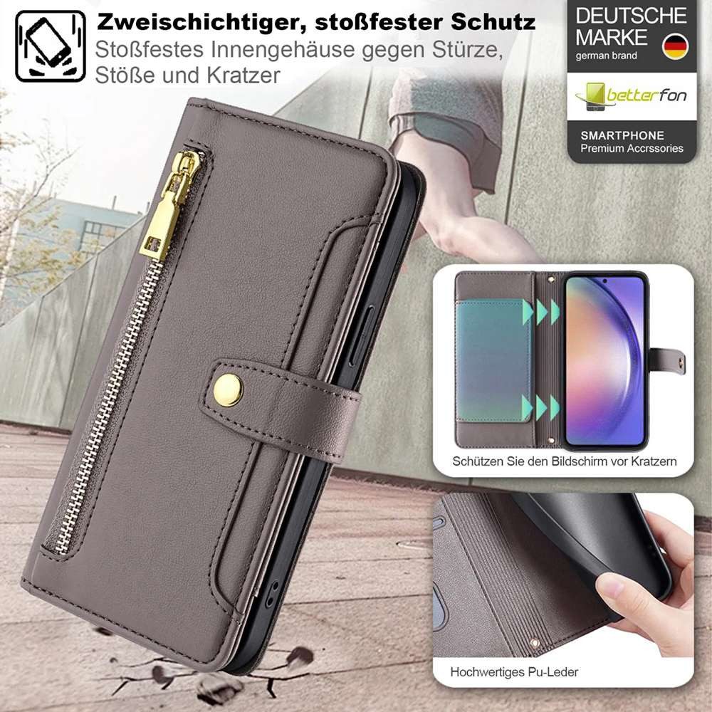 betterfon Handykette für Samsung Galaxy Leder Umhänge Hülle mit Kartenfächer, Hände frei – mit Silikonhülle & Schnur für flexiblen Alltag – Bild 3 von 5