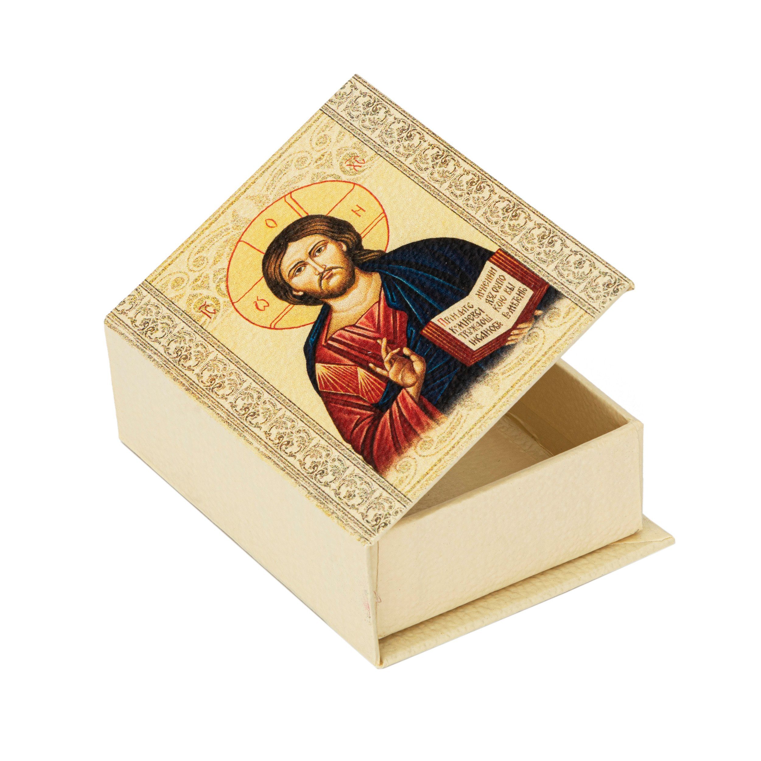 NKlaus Dekofigur Rosenkranzdose Buchform in Christus Germany Christlich, motiv Made Etui 8x6x2,5cm