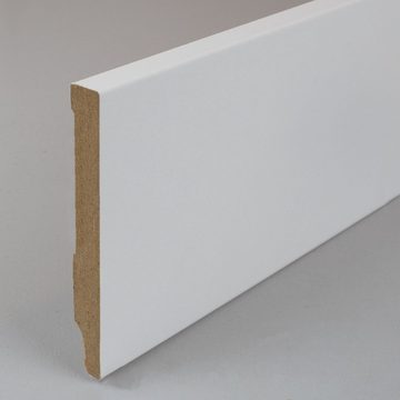 PROVISTON Sockelleiste MDF, 10 x 80 x 2500 mm, Weiß, Fußleiste, MDF foliert