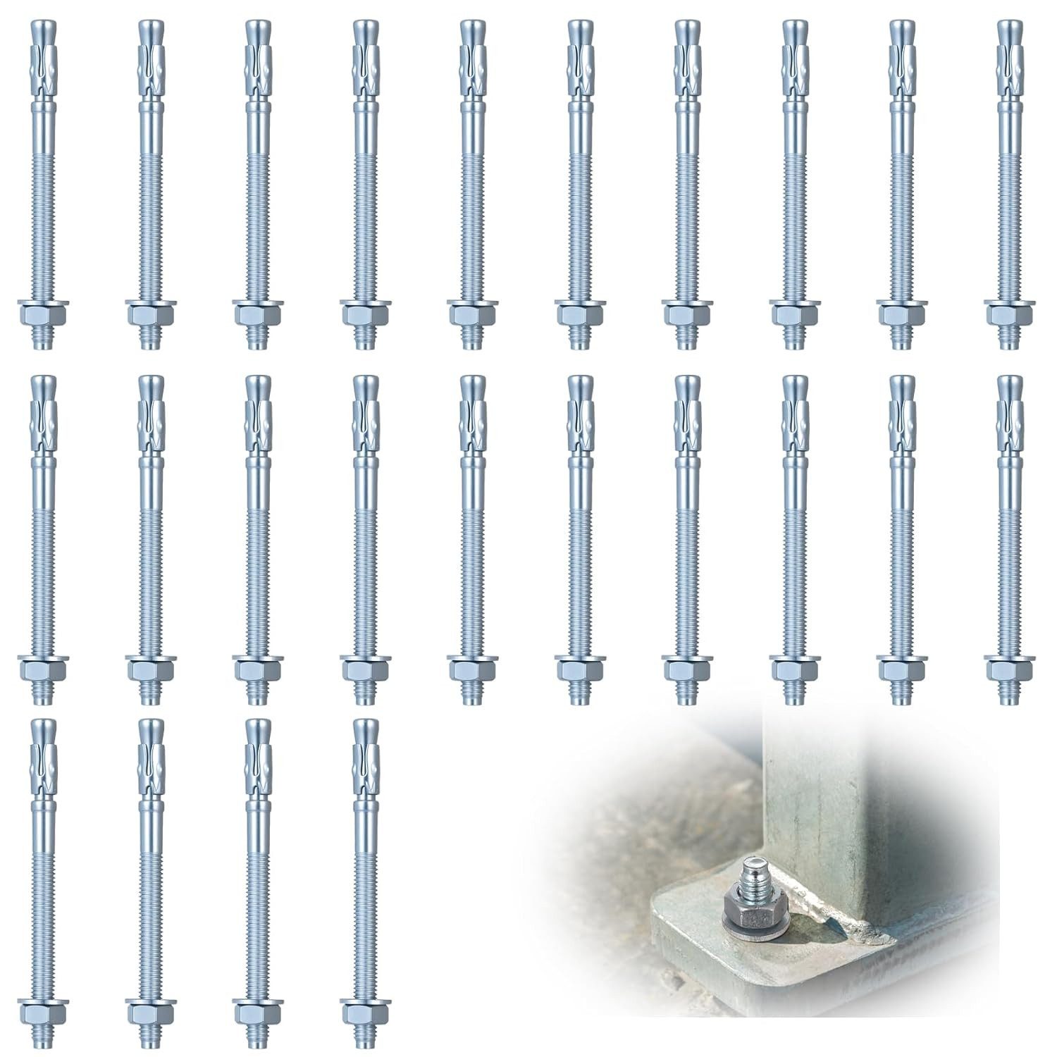 FELIXLEO Ringschrauben 25 Stück Bolzenanker M8x100mm Verzinkt Betonanker Schwerlastdübel Set, (1 St)