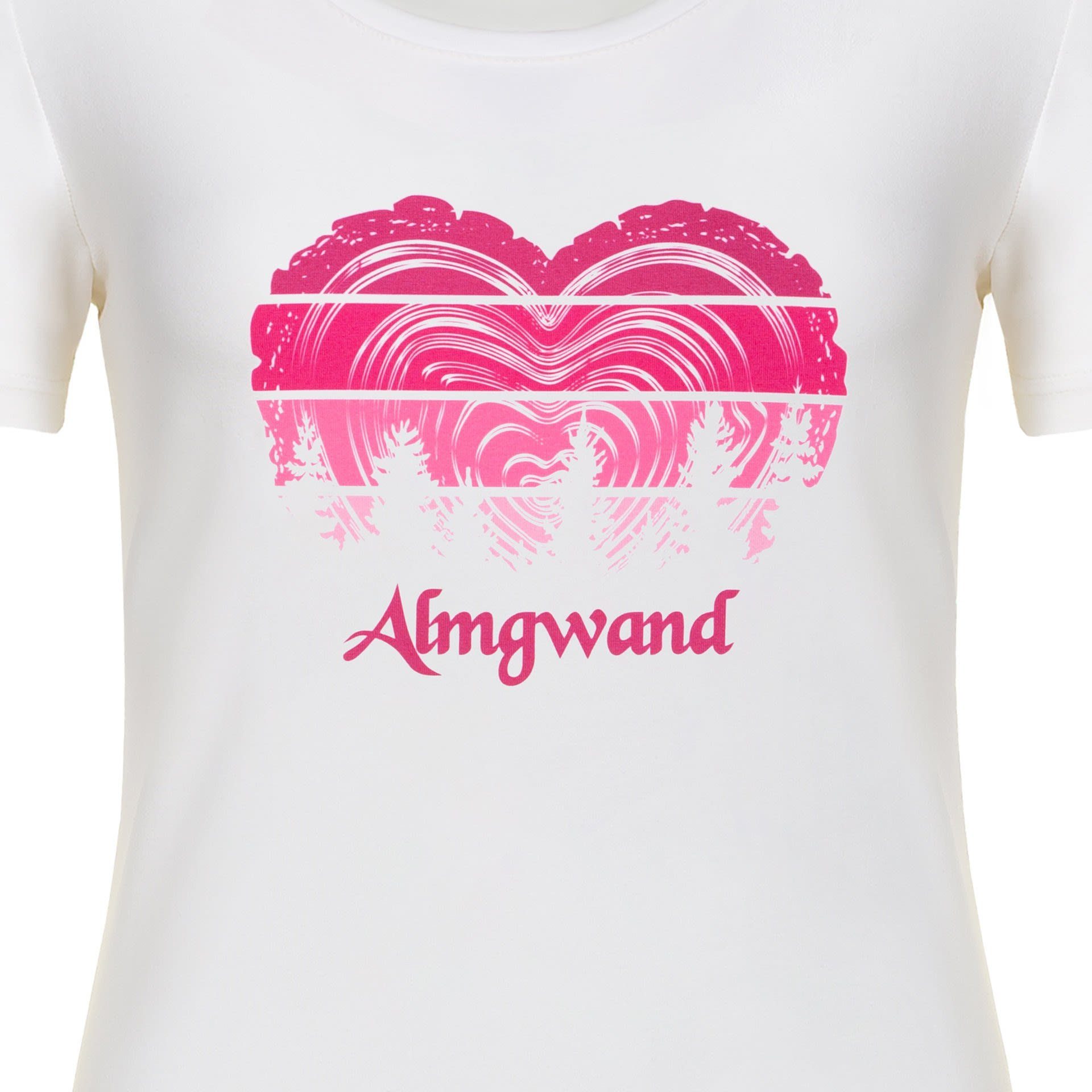 - T-Shirt Almgwand Kurzarm-Shirt White Pink W Almgwand Damen Braunedelalm