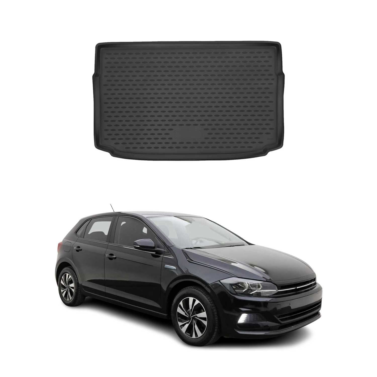 Kofferraummatte Kofferraumwanne für VW Polo 2018-2021 Gummi TPE Schwarz